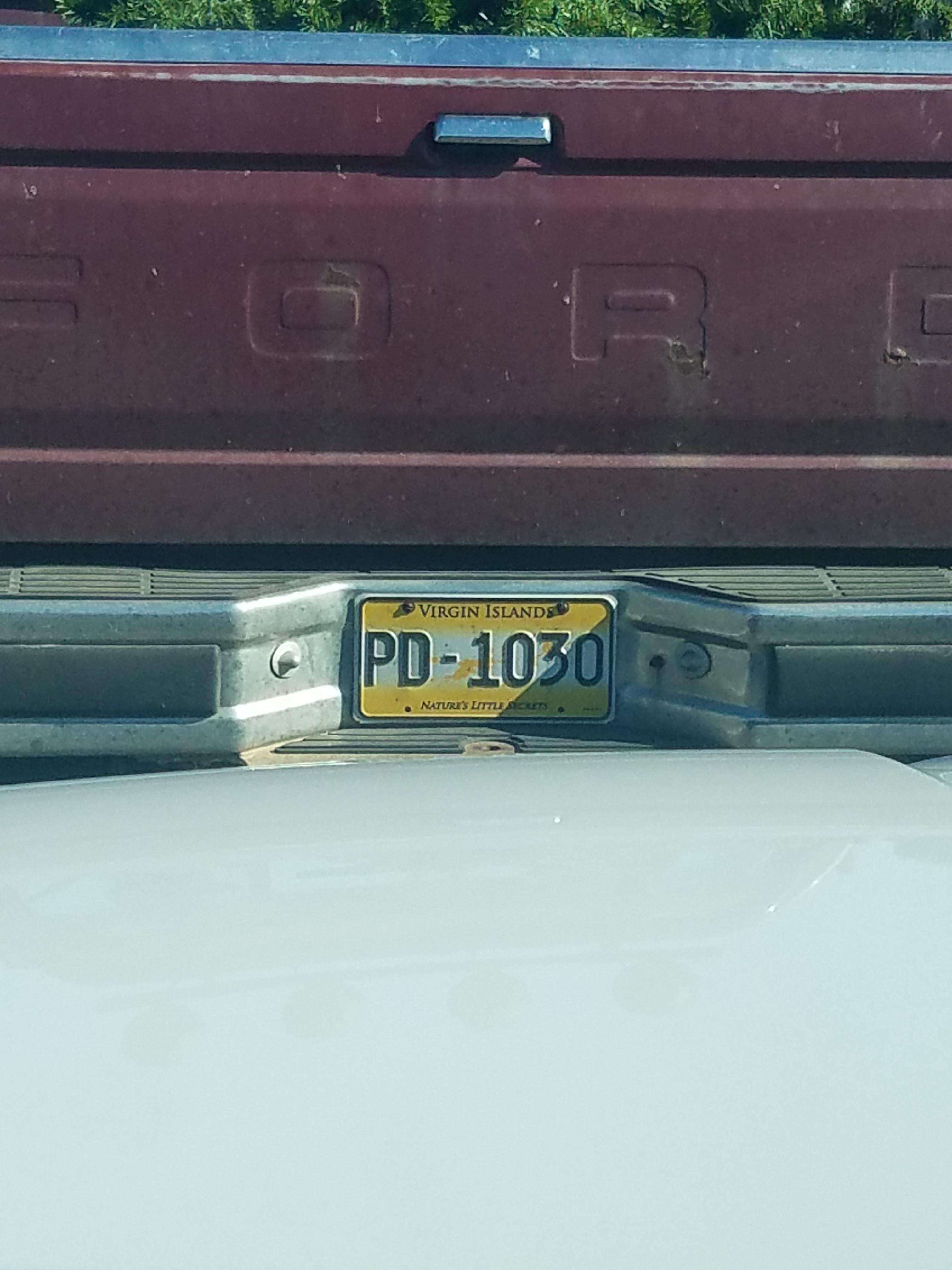 I would bet this is the only US V.I. license plate within 1000 miles