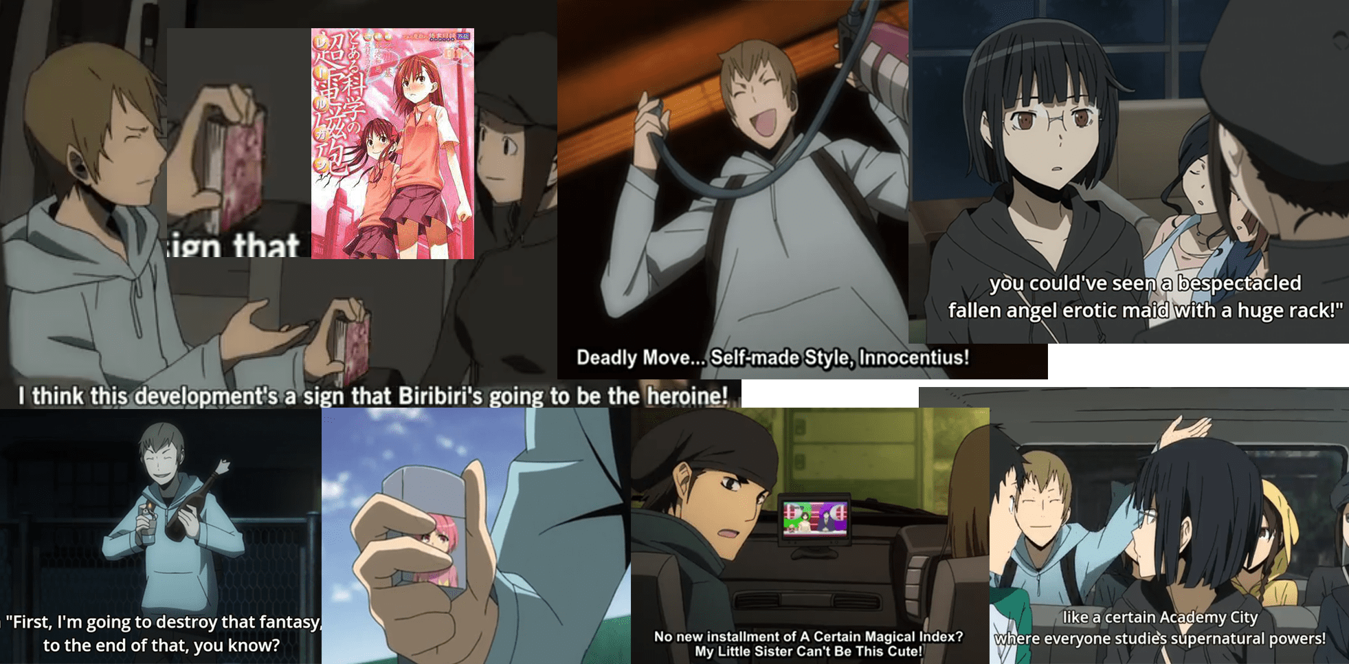 finished Durarara today, found some Toaru references. toarumajutsunoindex