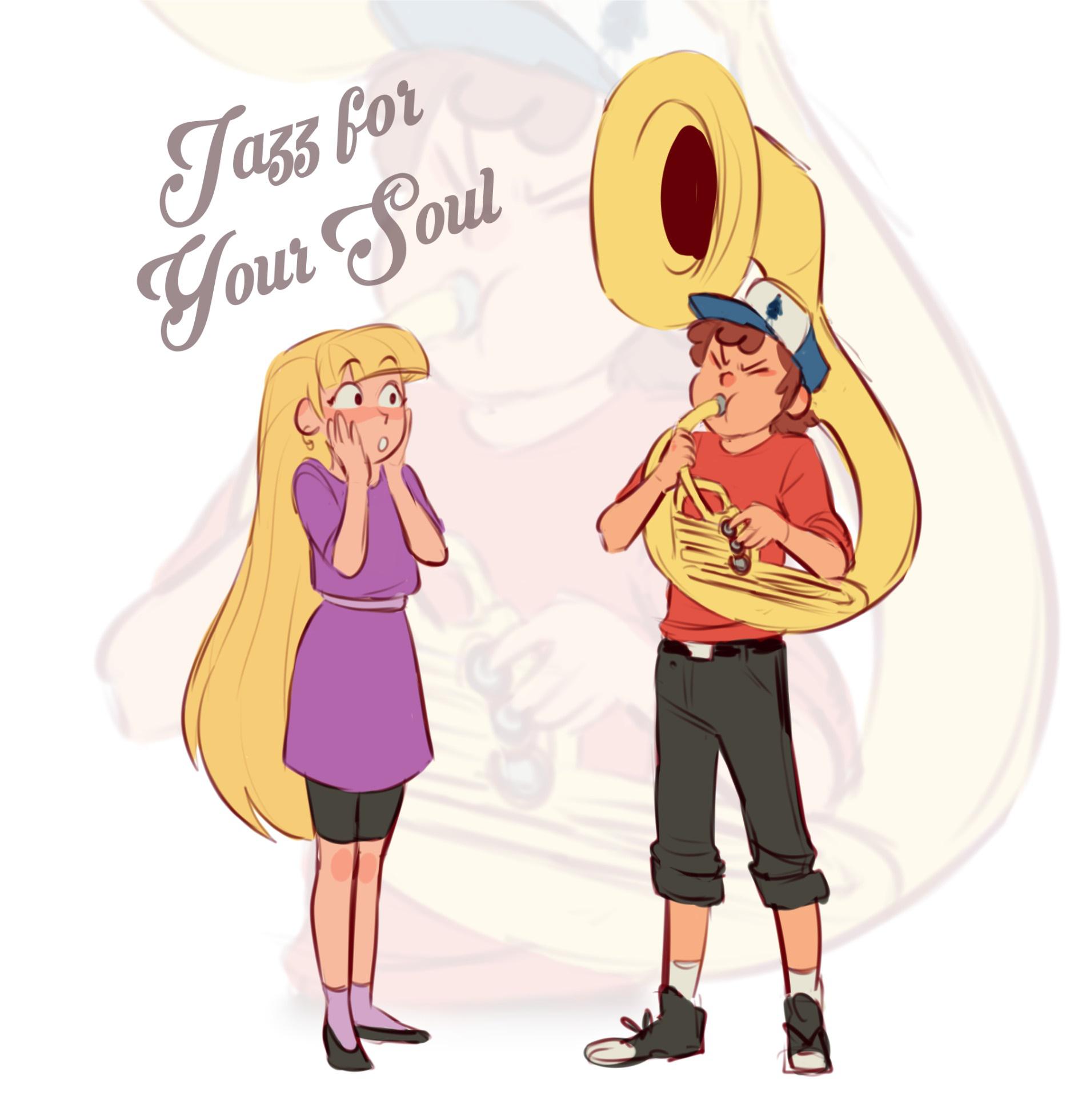 Dipper wooing Pacifica by playing the sousaphone by liddle creachur r