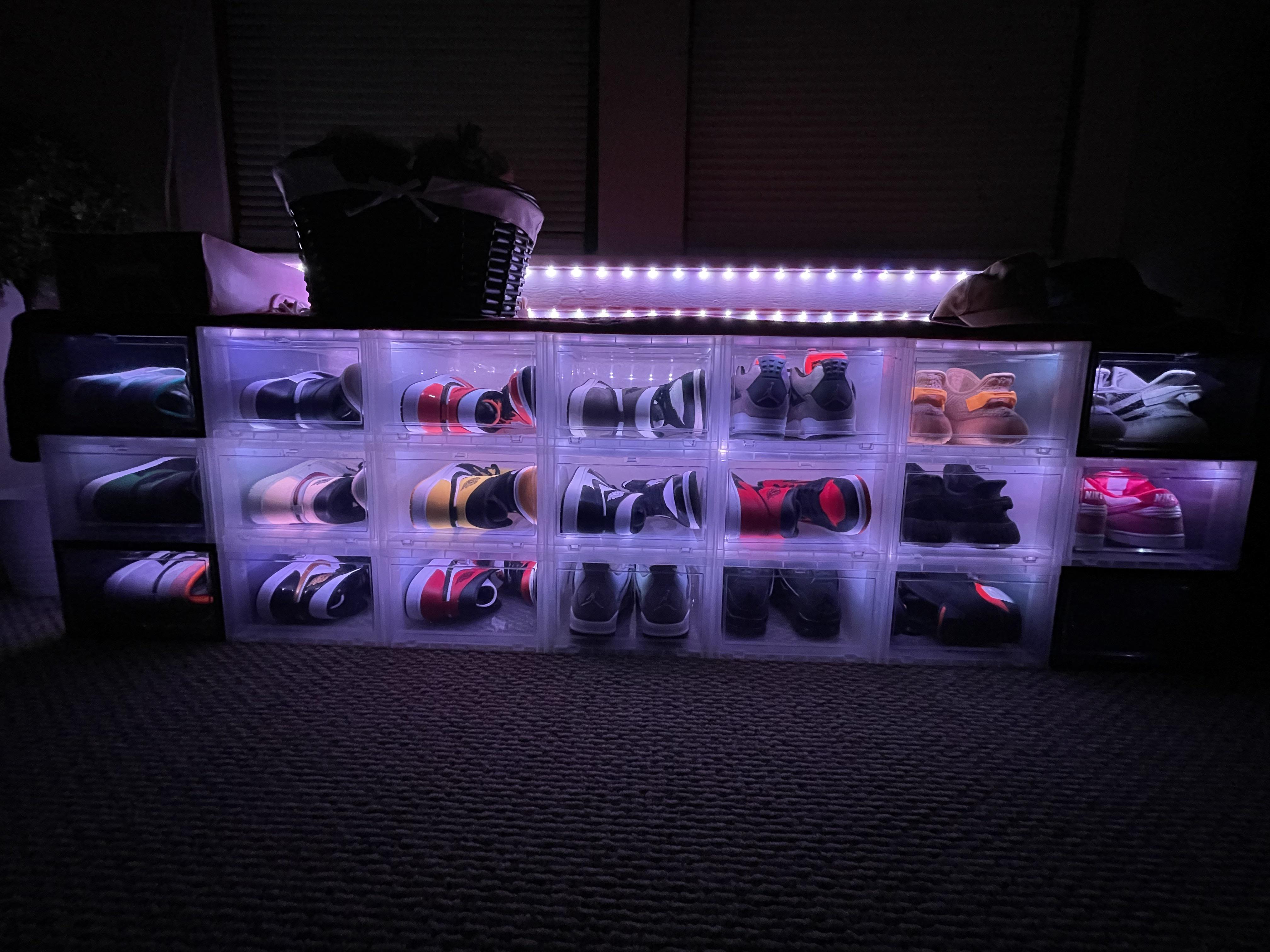 Just finished adding leds to my container store shoe boxes. r/Repsneakers
