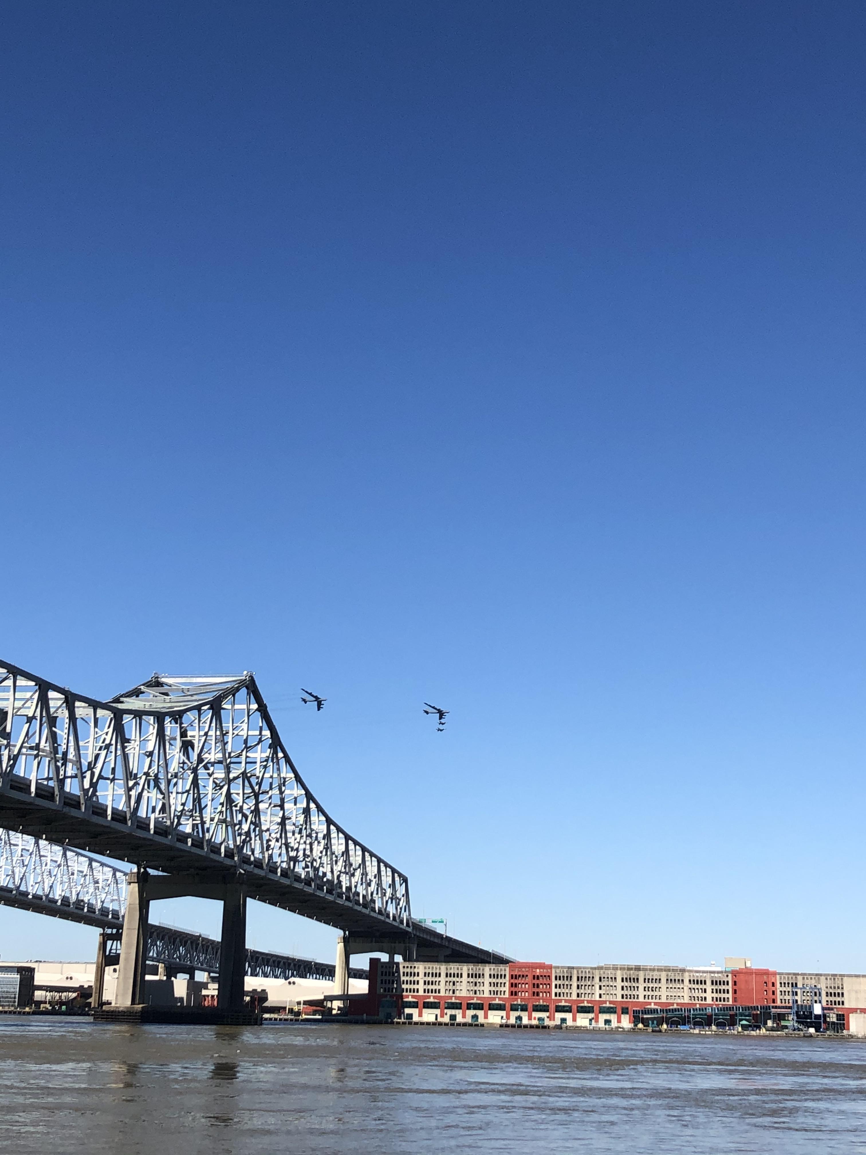 Louisiana Air National Guard F15s and Air Force Reserves B52s flying