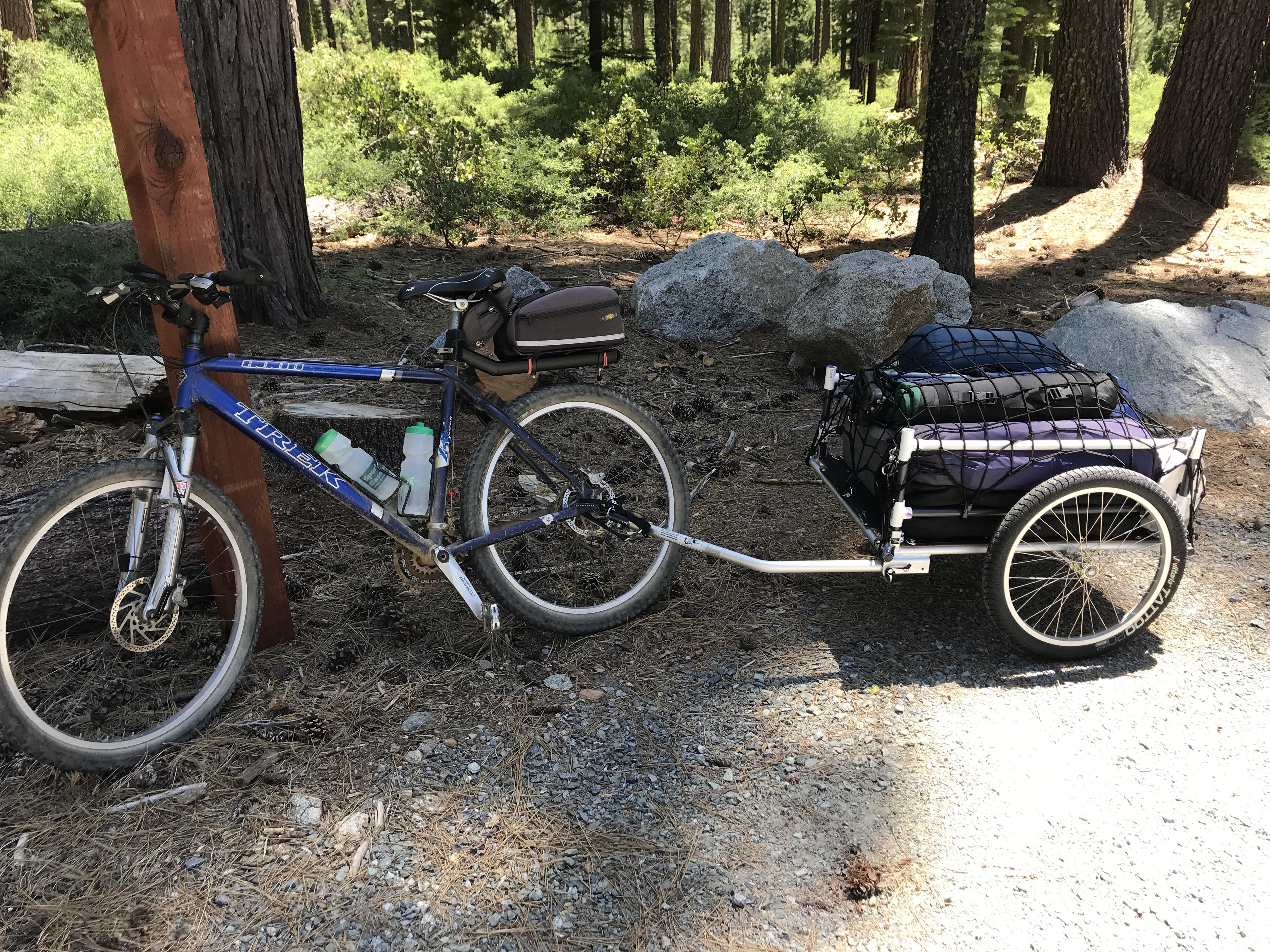 Made a trailer for carrying my camping gear. Trailer weighs 22 lbs, I'm