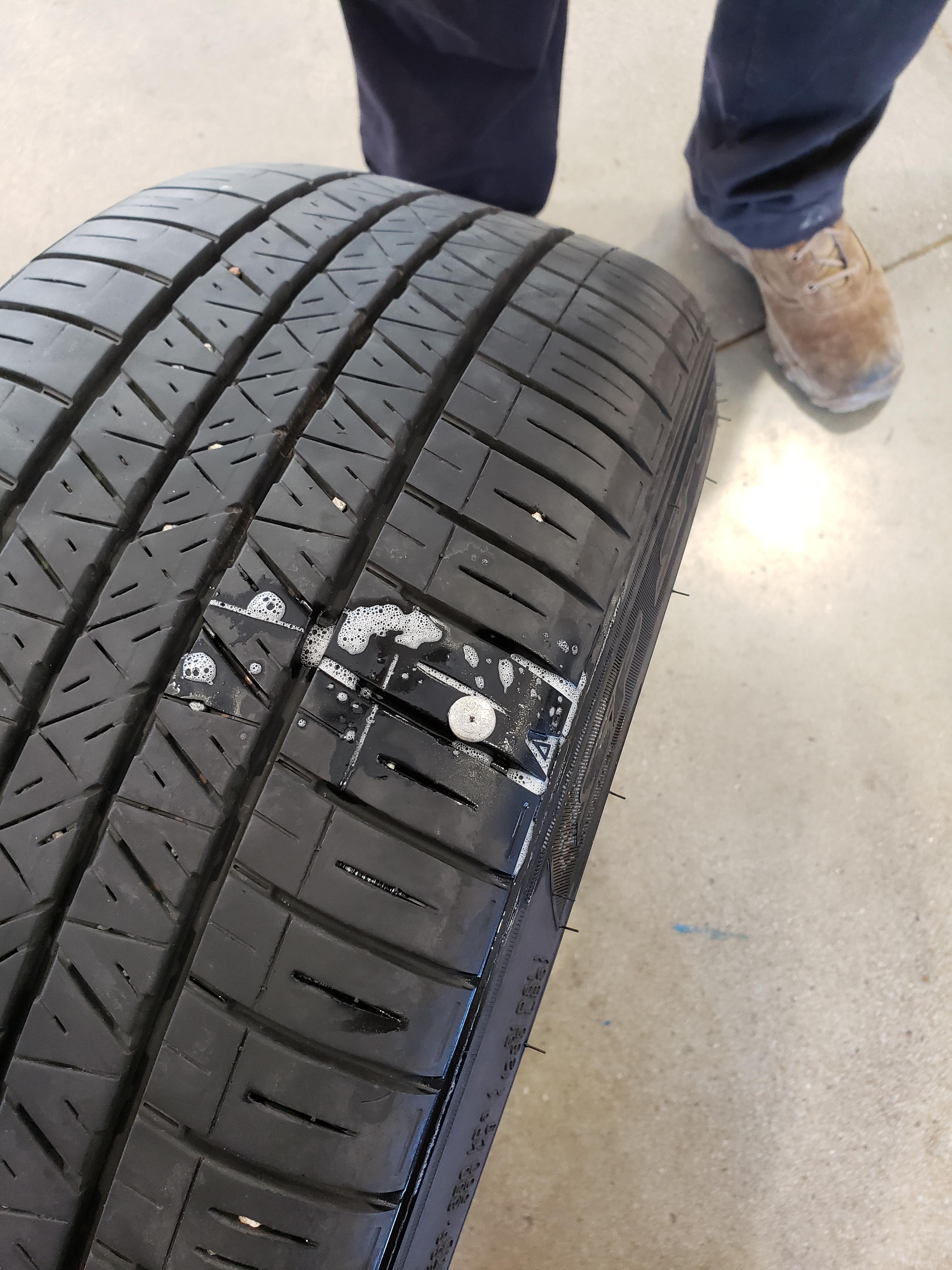 Tiny nail = tiny hole/leak, customer is mad that it isn't repairable