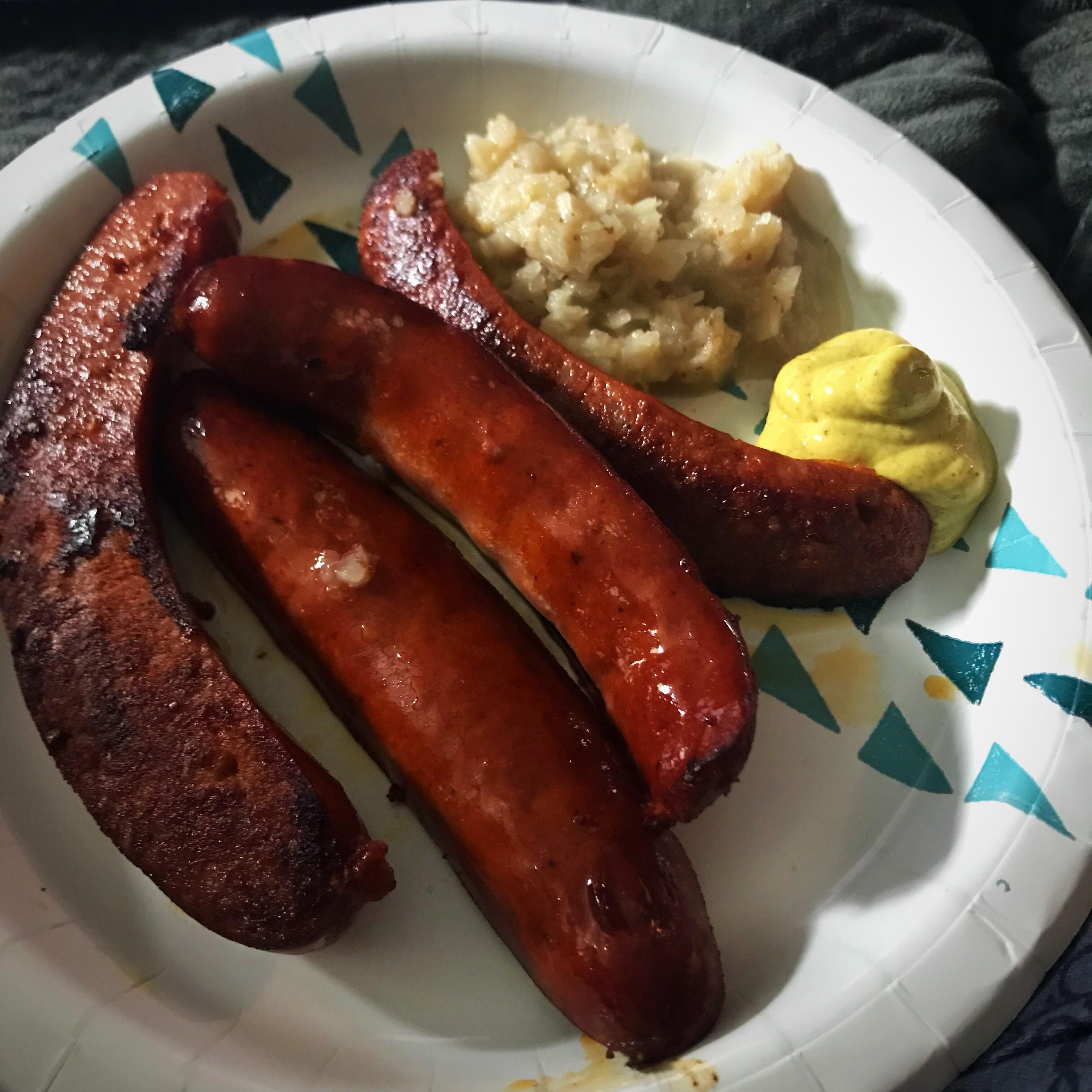 Sausage and sauerkraut! Very German, very Keto, and very quick. Ready