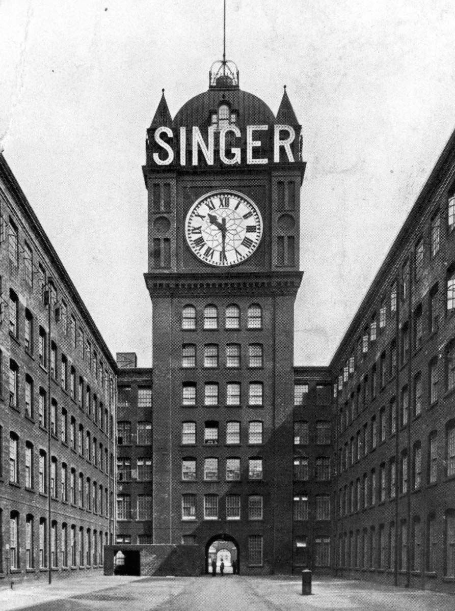 The Singer Sewing Machine Factory Clock in Clydebank, Scotland (built