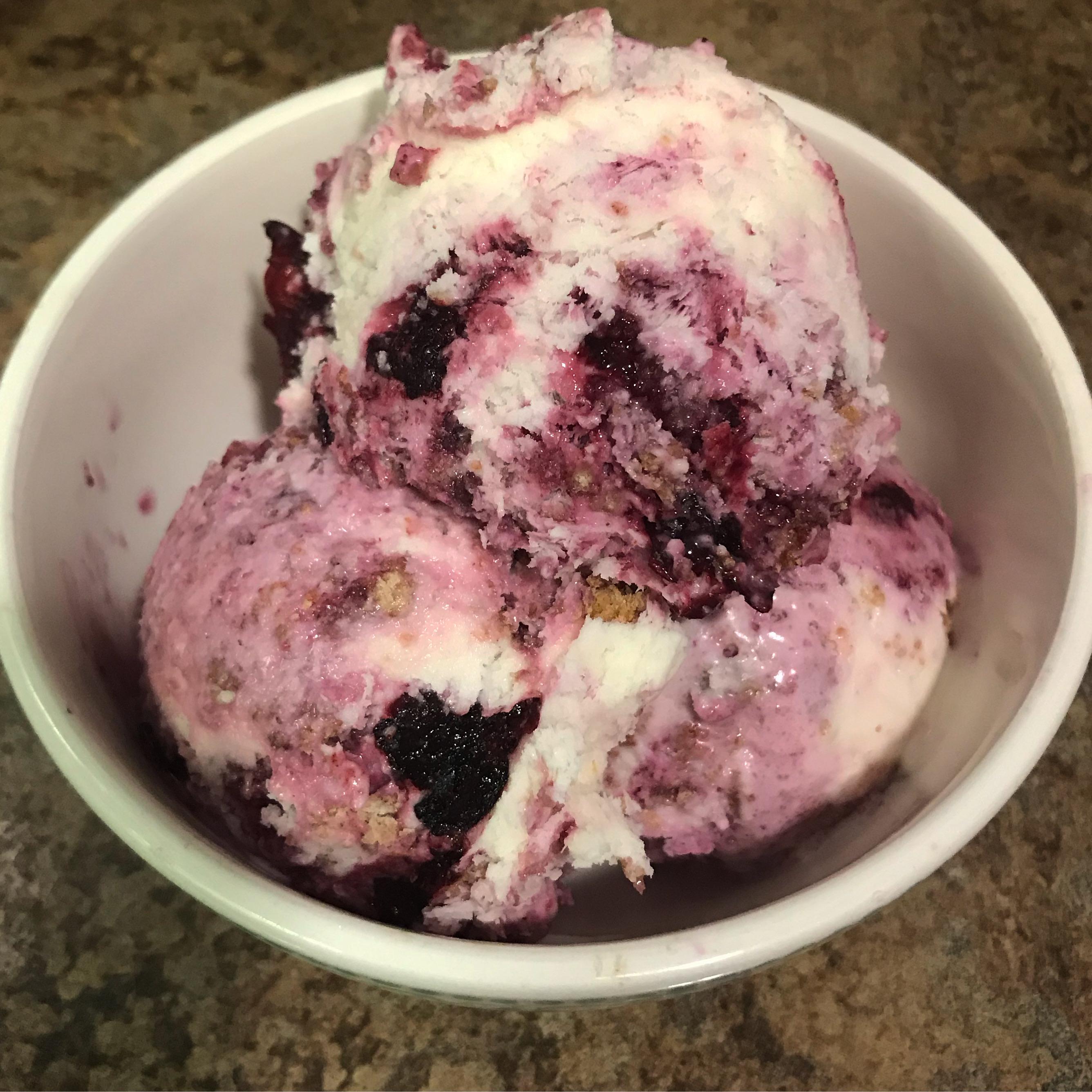 First time making homemade ice cream. Blueberry cheesecake! FoodPorn
