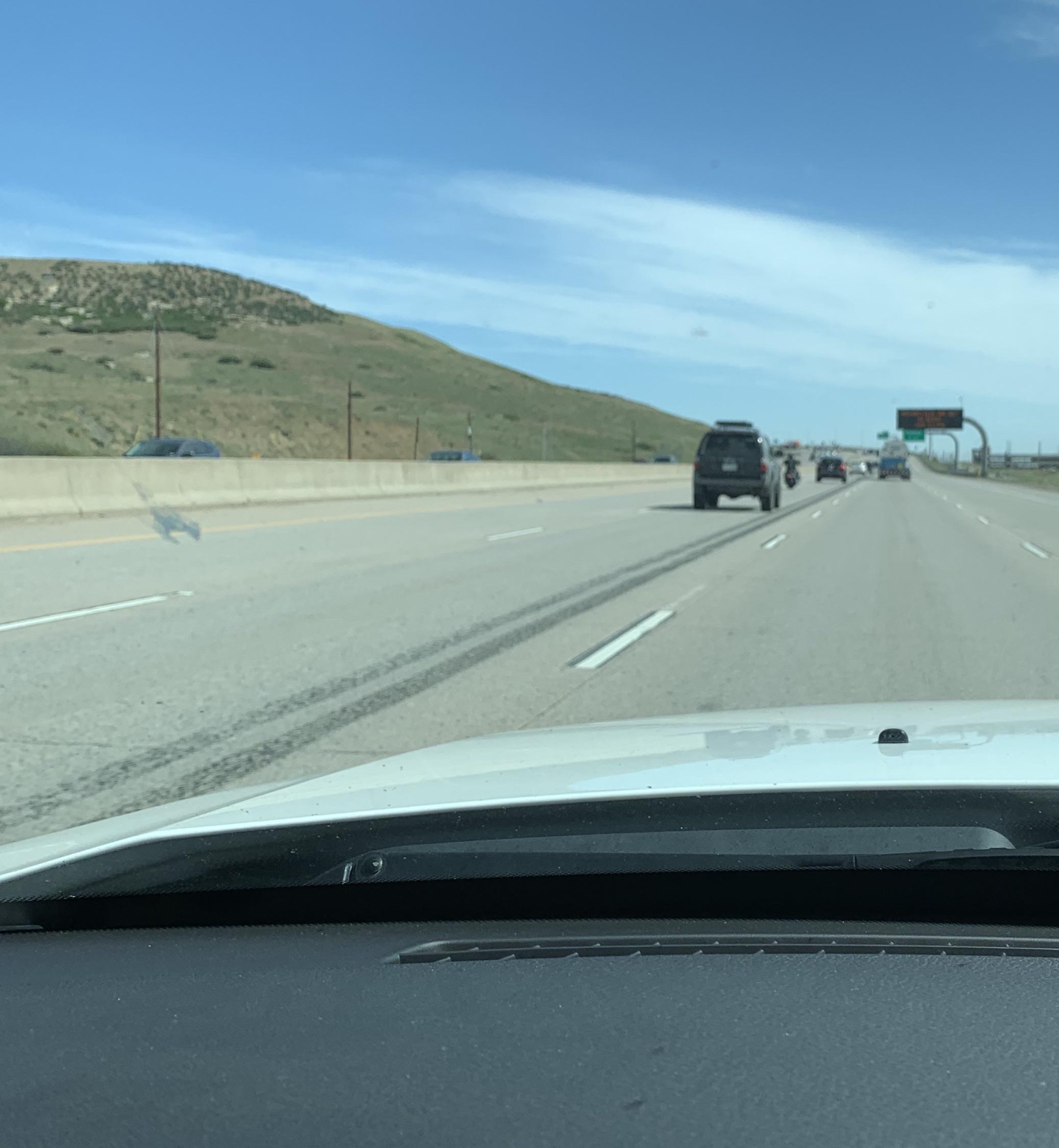 What causes these streaks? I’m assuming a seized caliper on a semi? I