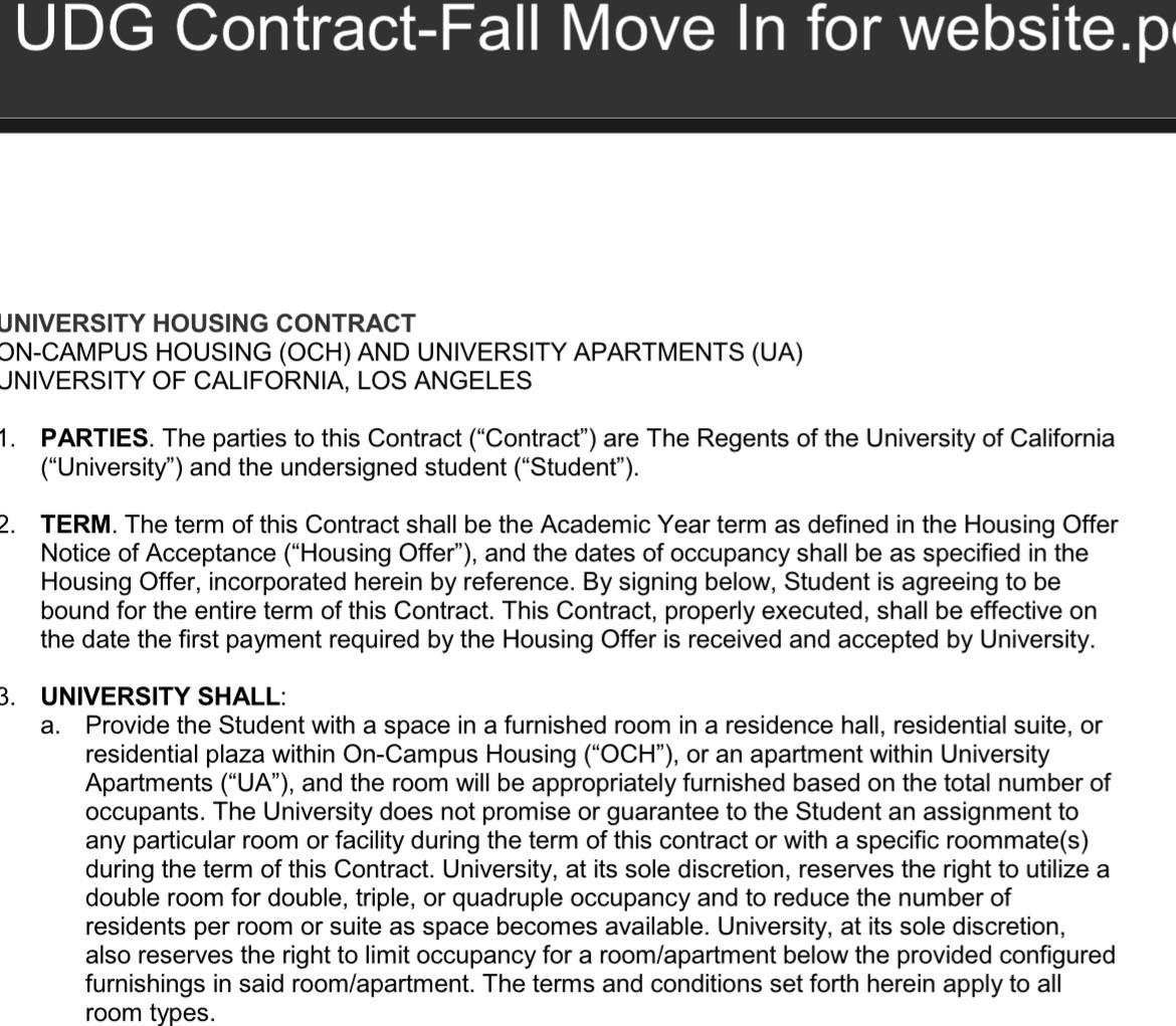 Housing contract section 3, item a ( r/ucla