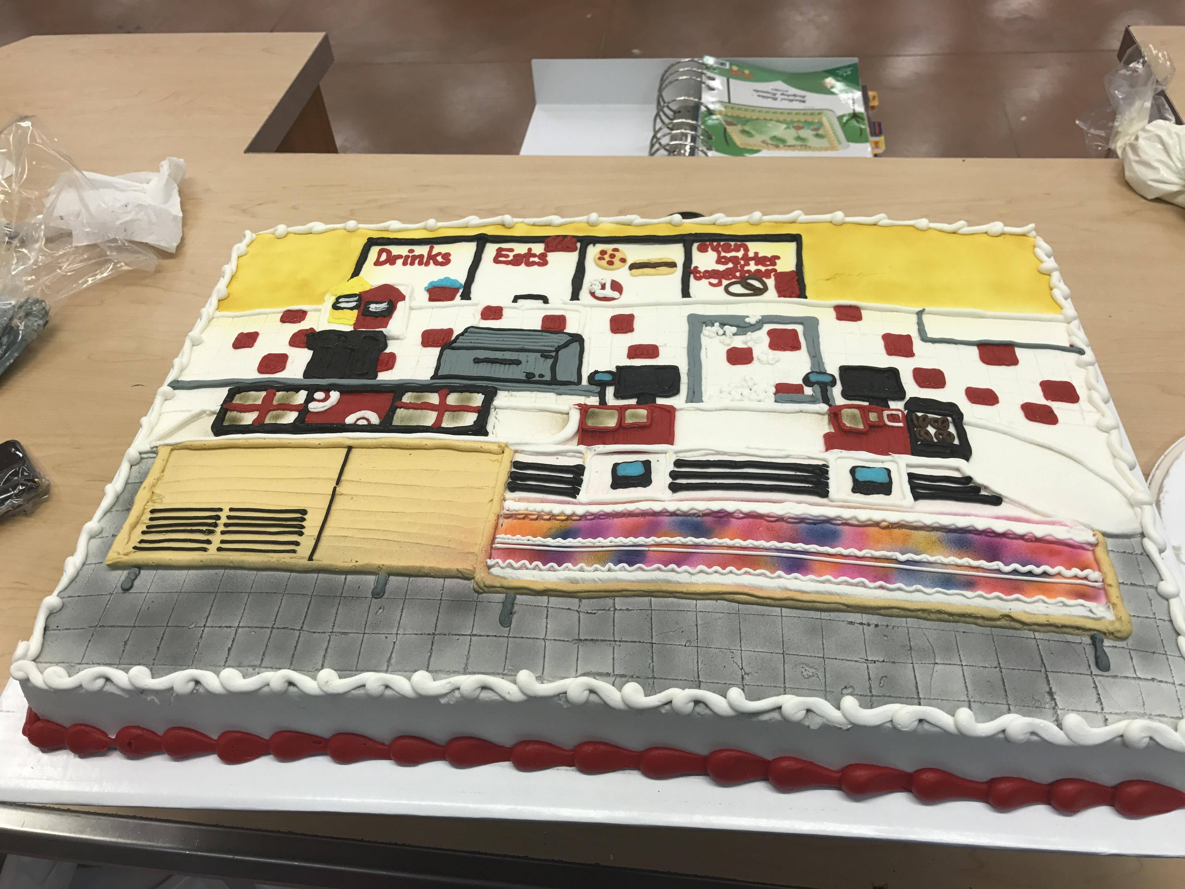 Our cafe's food assistant is retiring, so our cake decorator made her