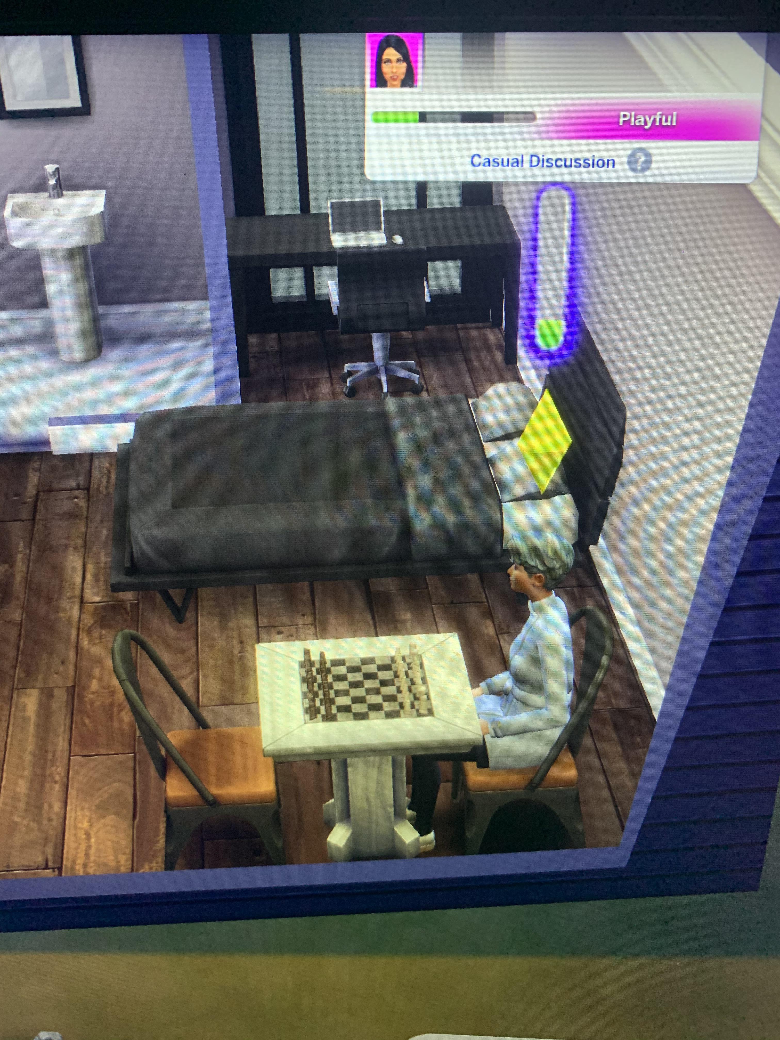 My sim talking to an invisible Bella Goth. Boy this update is wild. r