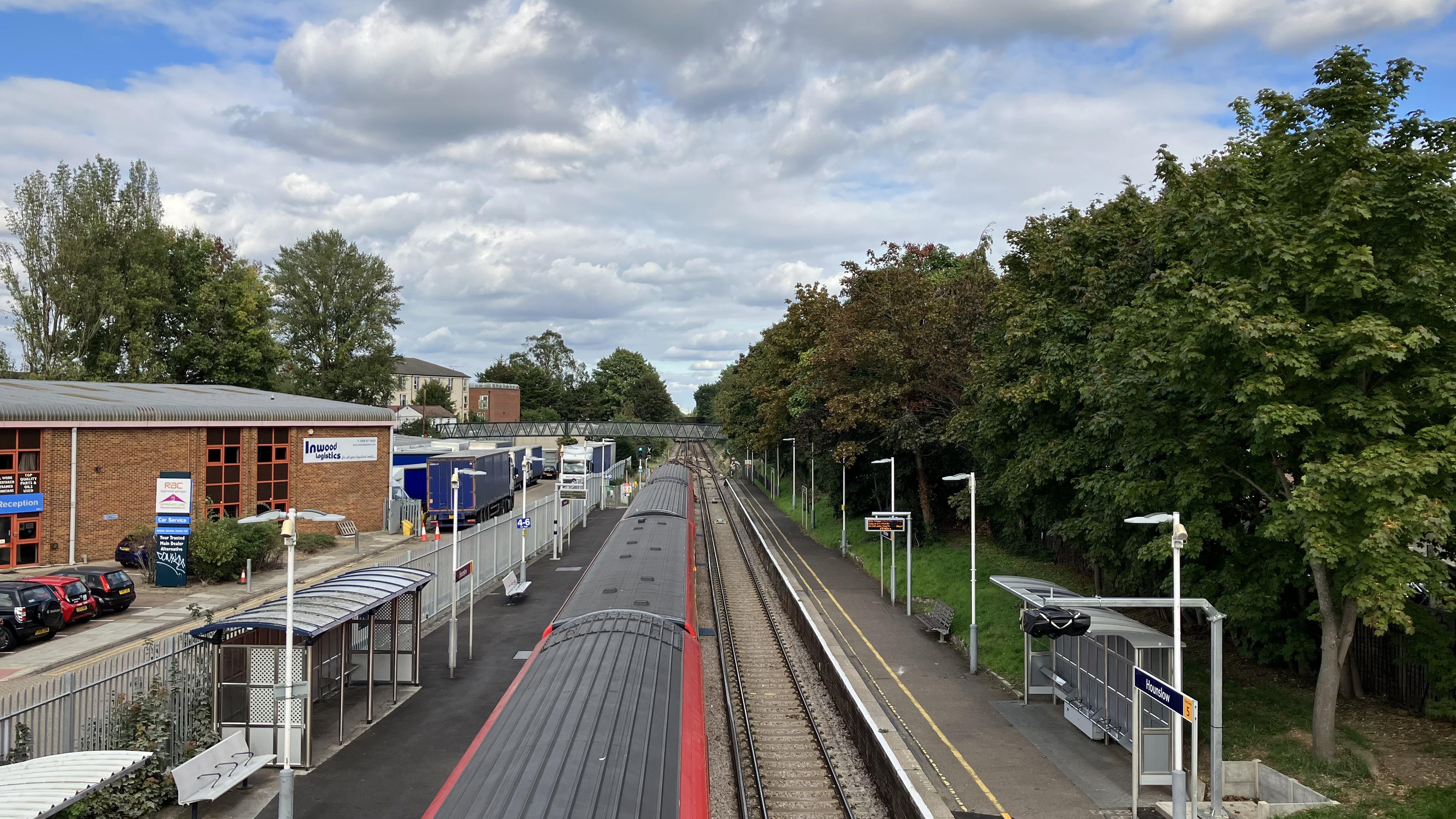 British Rail Class 455 train at Hounslow station, on a South Western