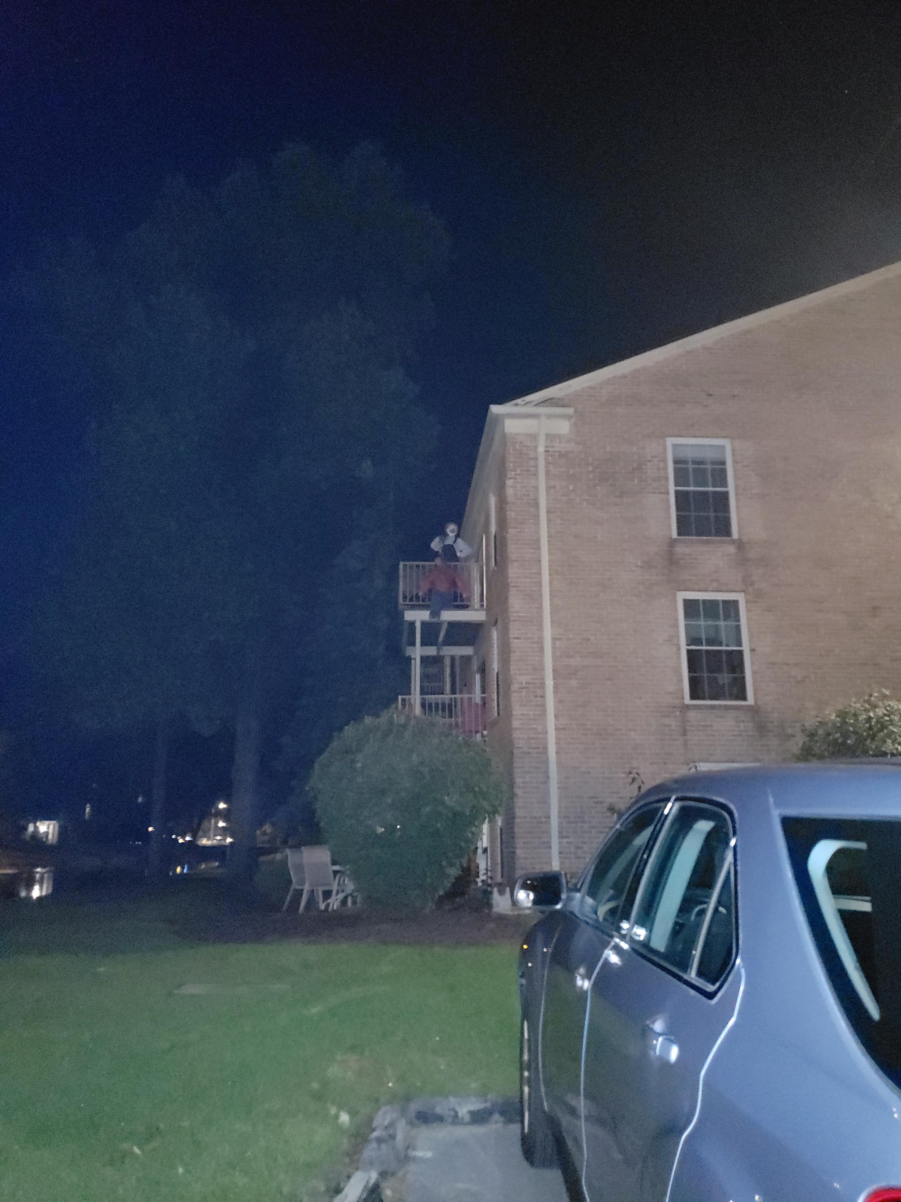 My brother's attempt to win the balcony decorating contest r/halloween