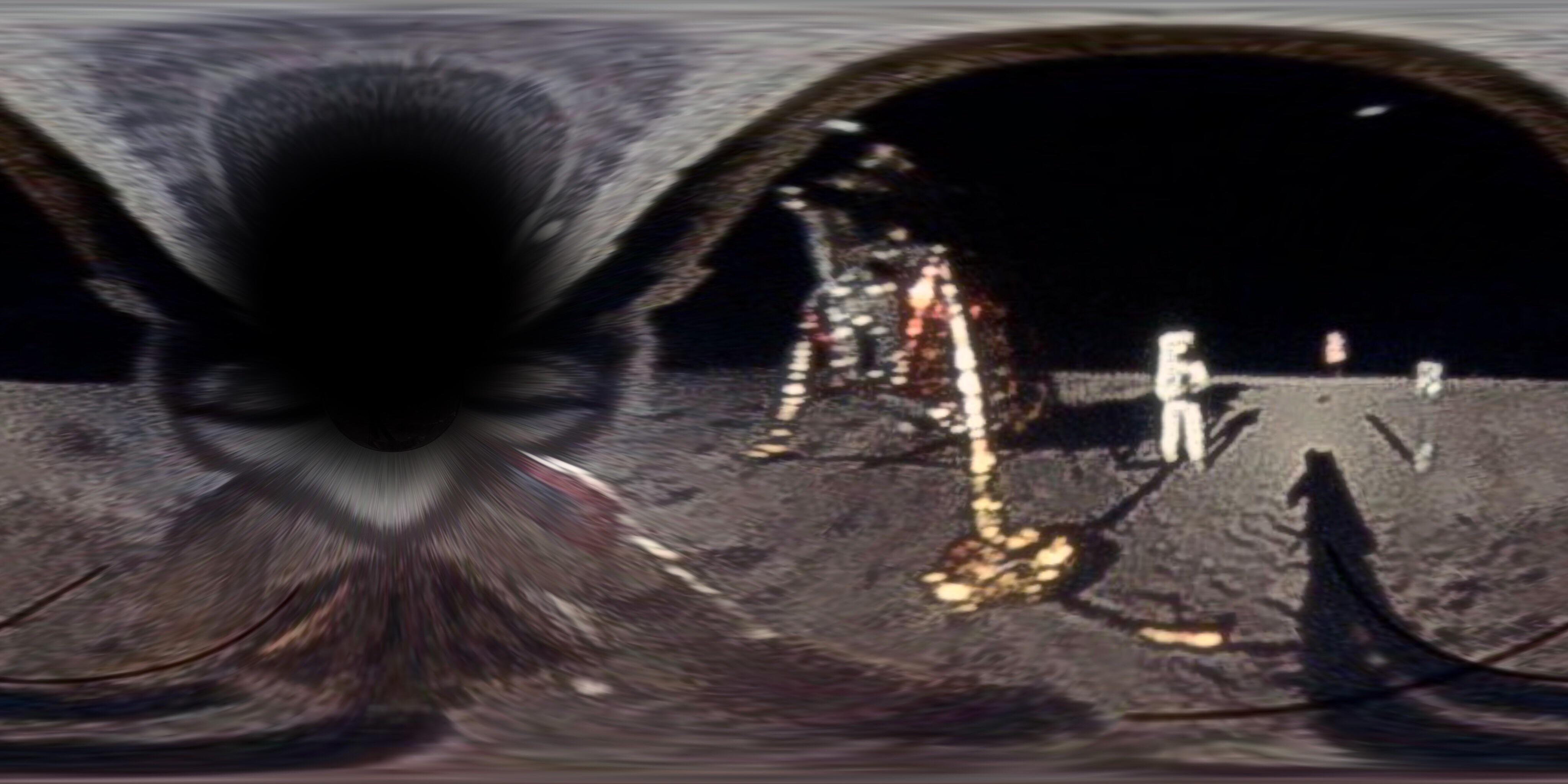 This is Buzz Aldrin’s visor from the iconic photo, spherically mapped