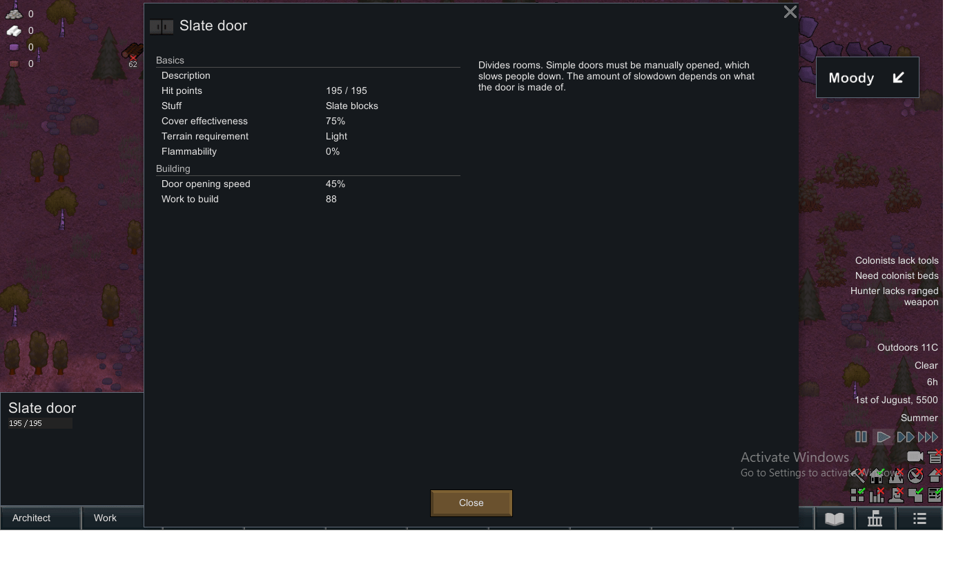 RIMWORLD TIPS (for newbies) stone doors are sloooow to open it reduces the efficiency of your