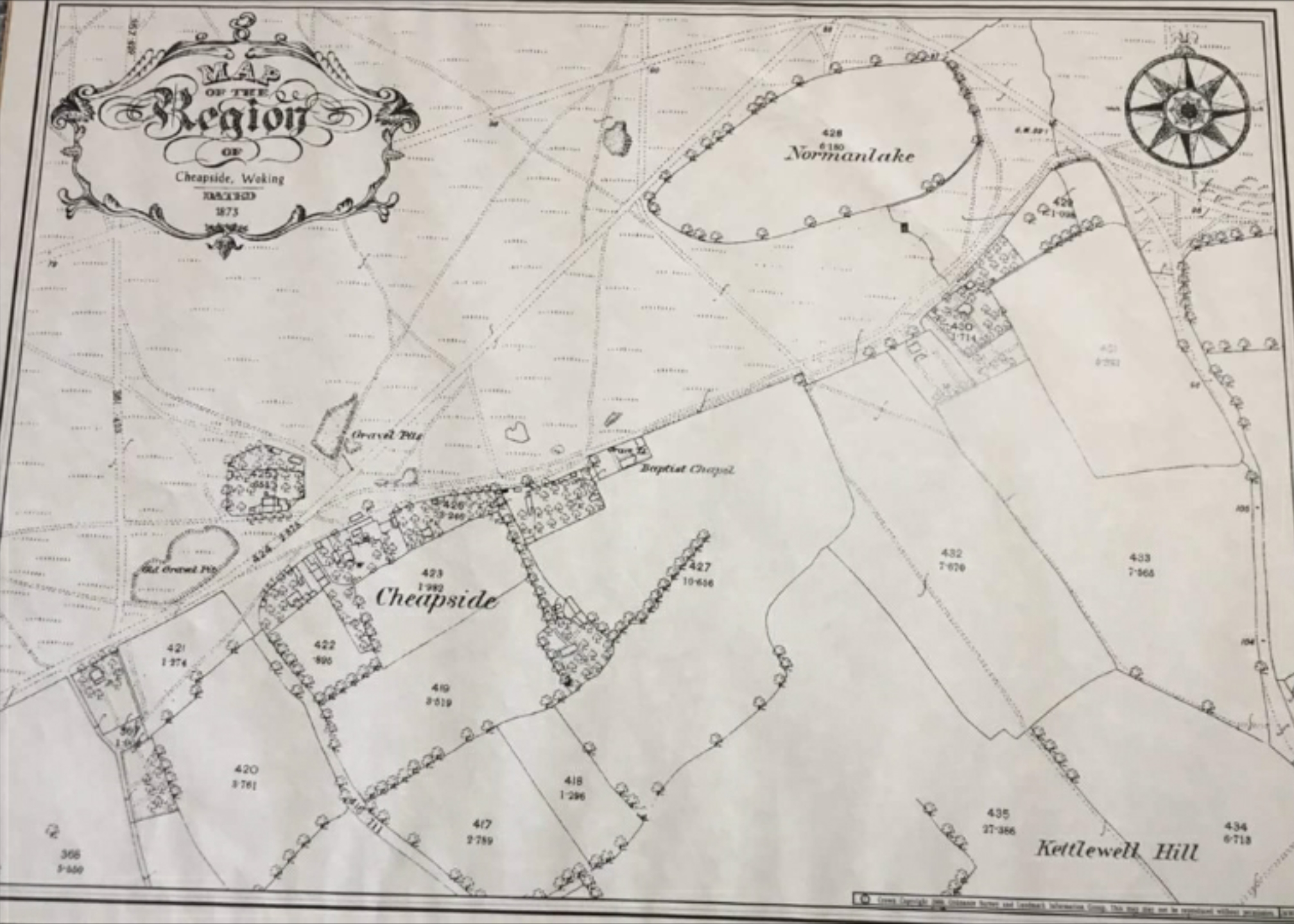 1873 map of Cheapside, Horsell, Woking r/woking
