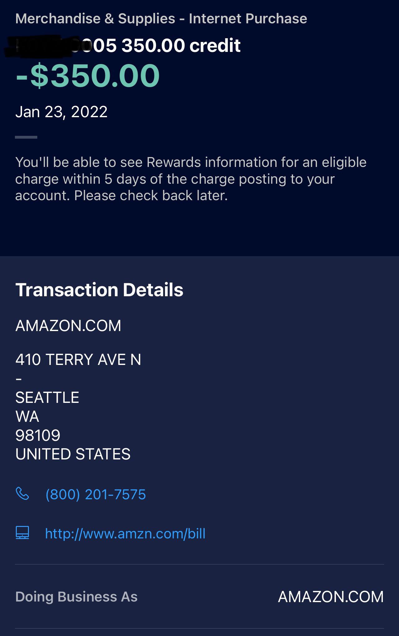 Mysterious 350 Amazon bonus BCP r/amex
