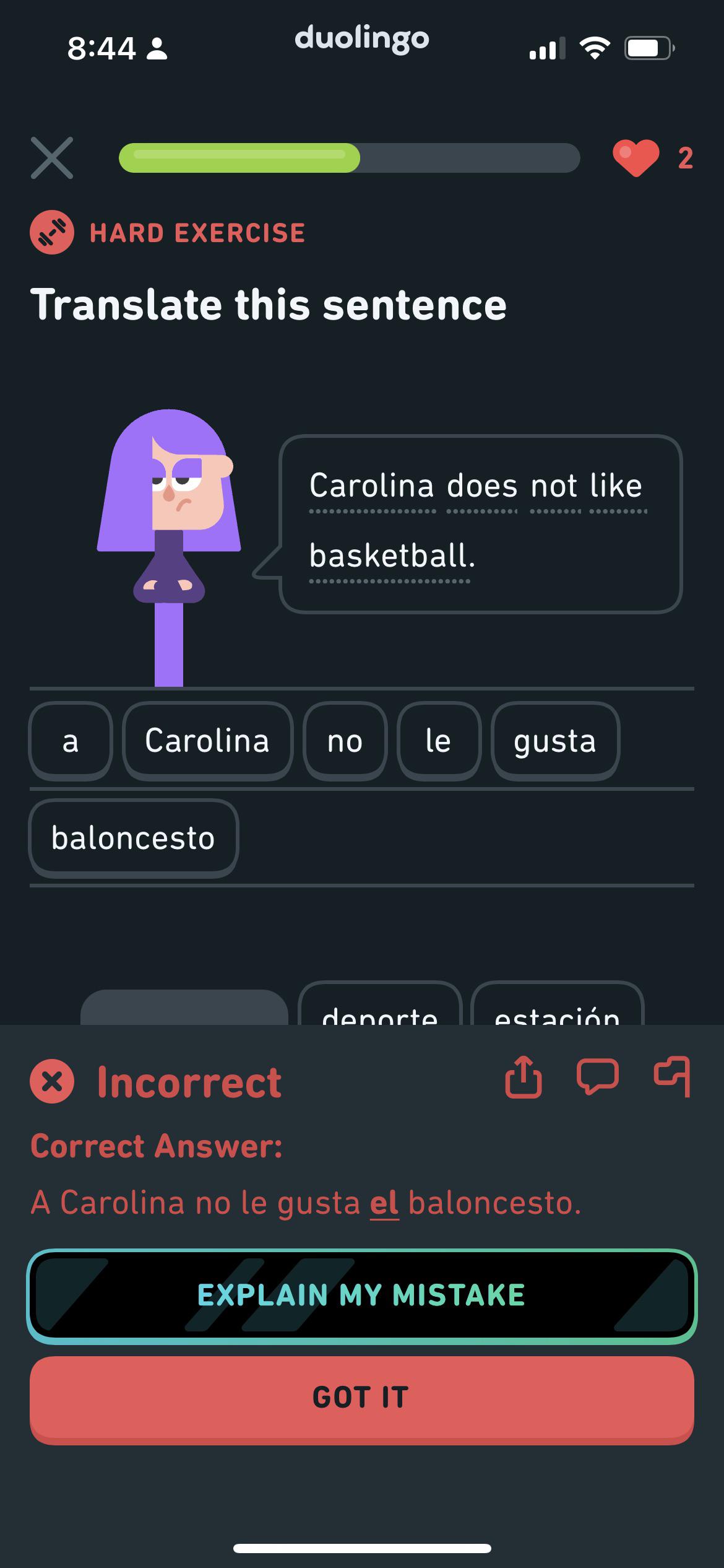 would this mean she doesn’t like basketball as an object then? because