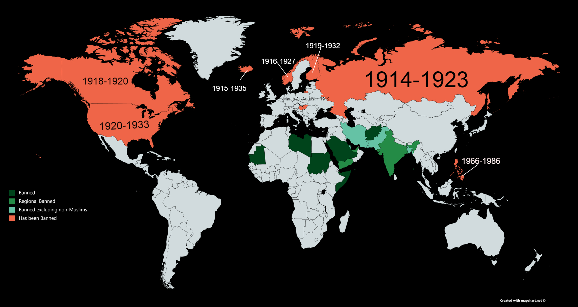 Countries that had or have alcohol prohibition r/MapPorn