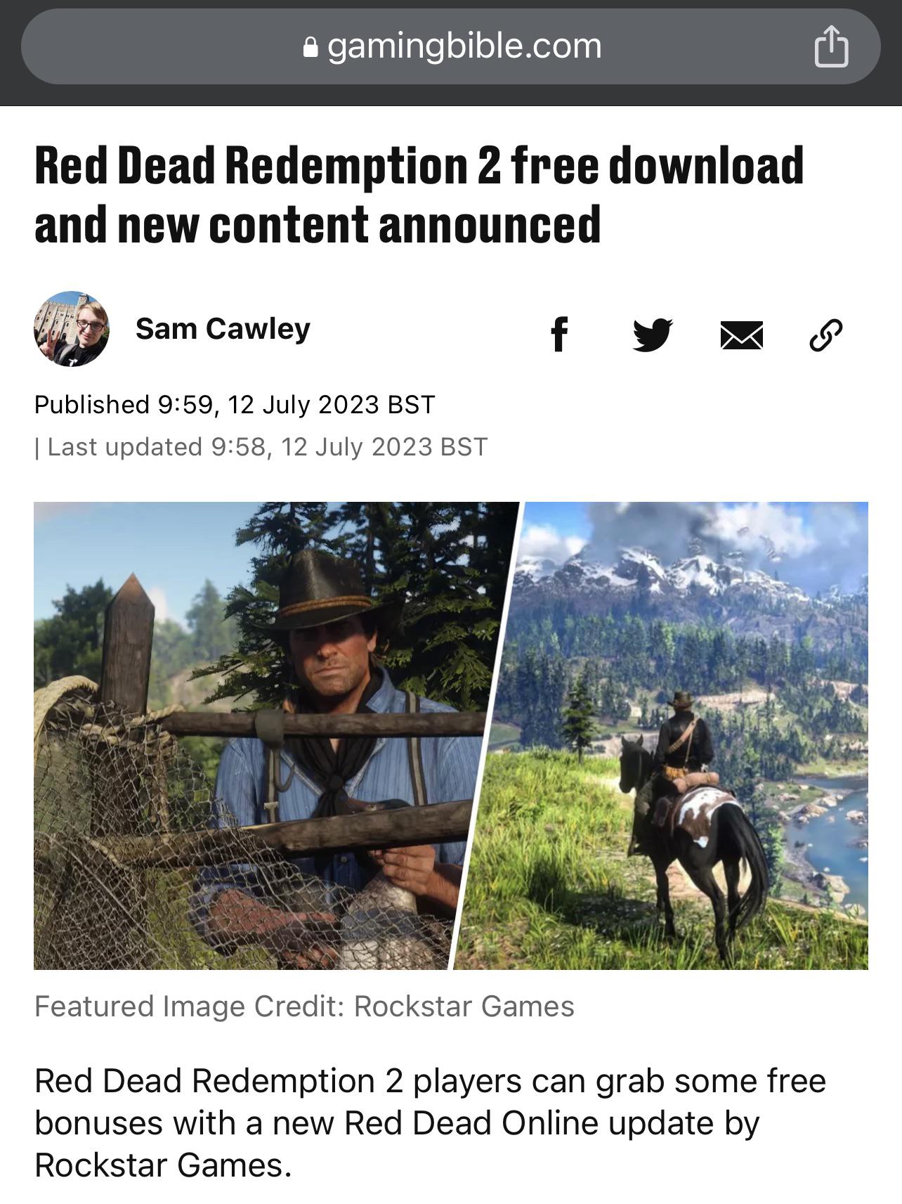 Gotta love this kind of click bait articles. r/RDR2