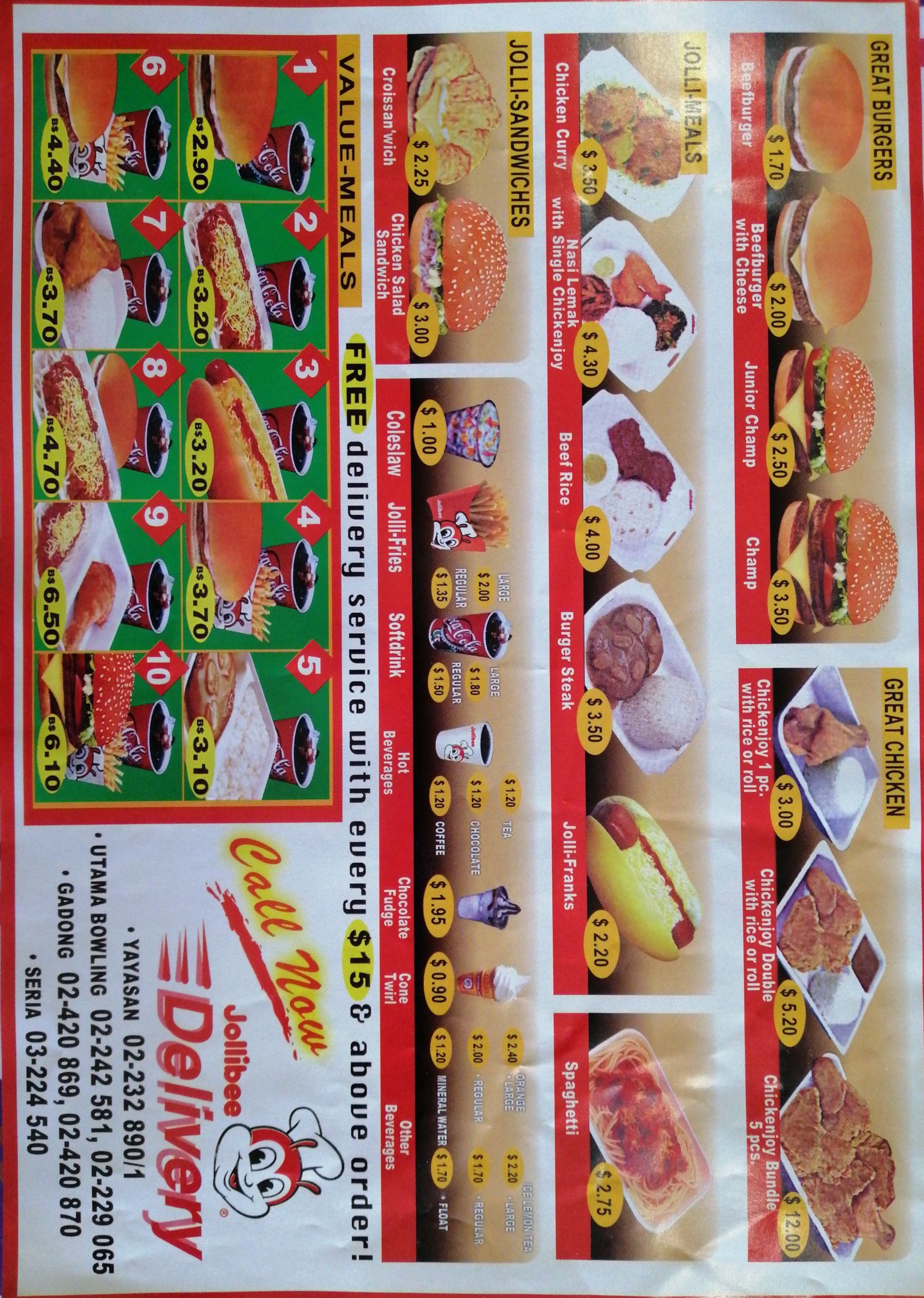 Jollibee Menu Brunei Just go Inalong