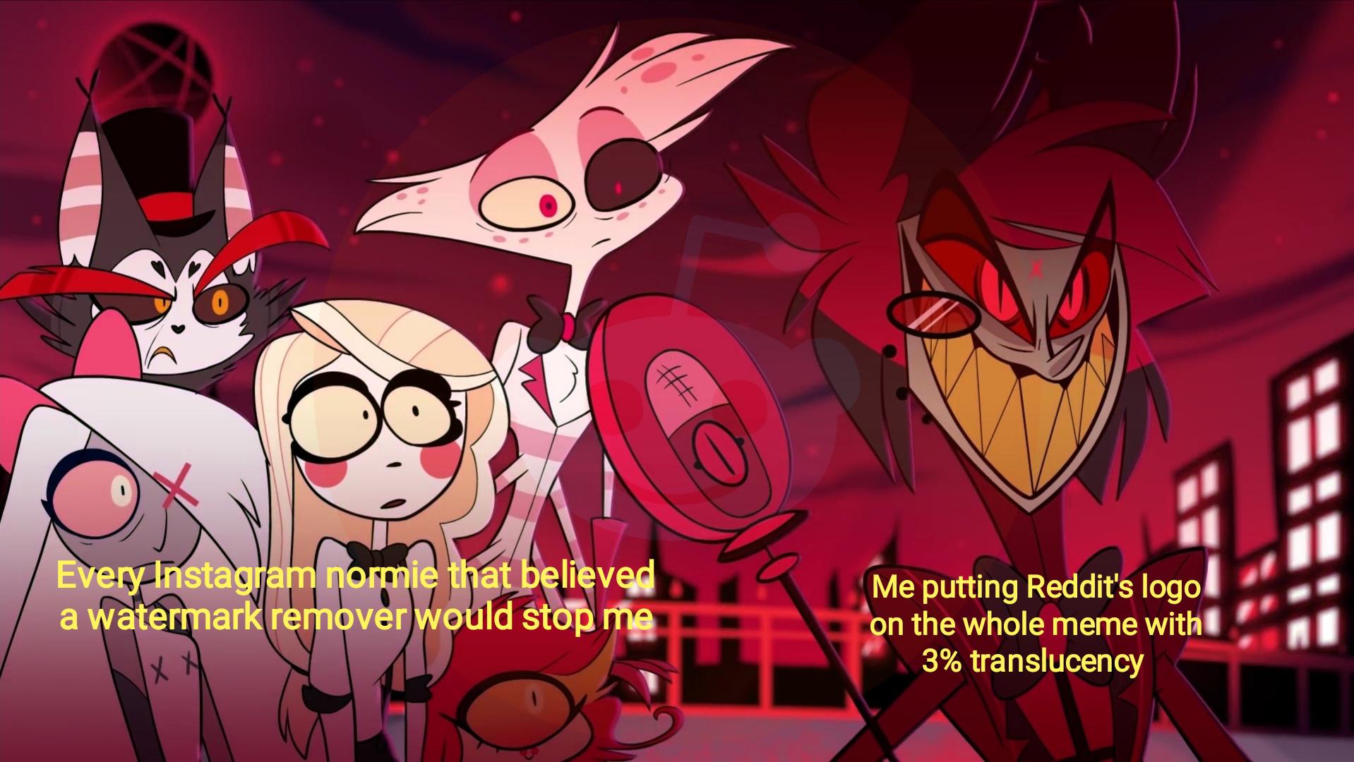 Hazbin Hotel meme with Reddit's logo MemeTemplatesOfficial