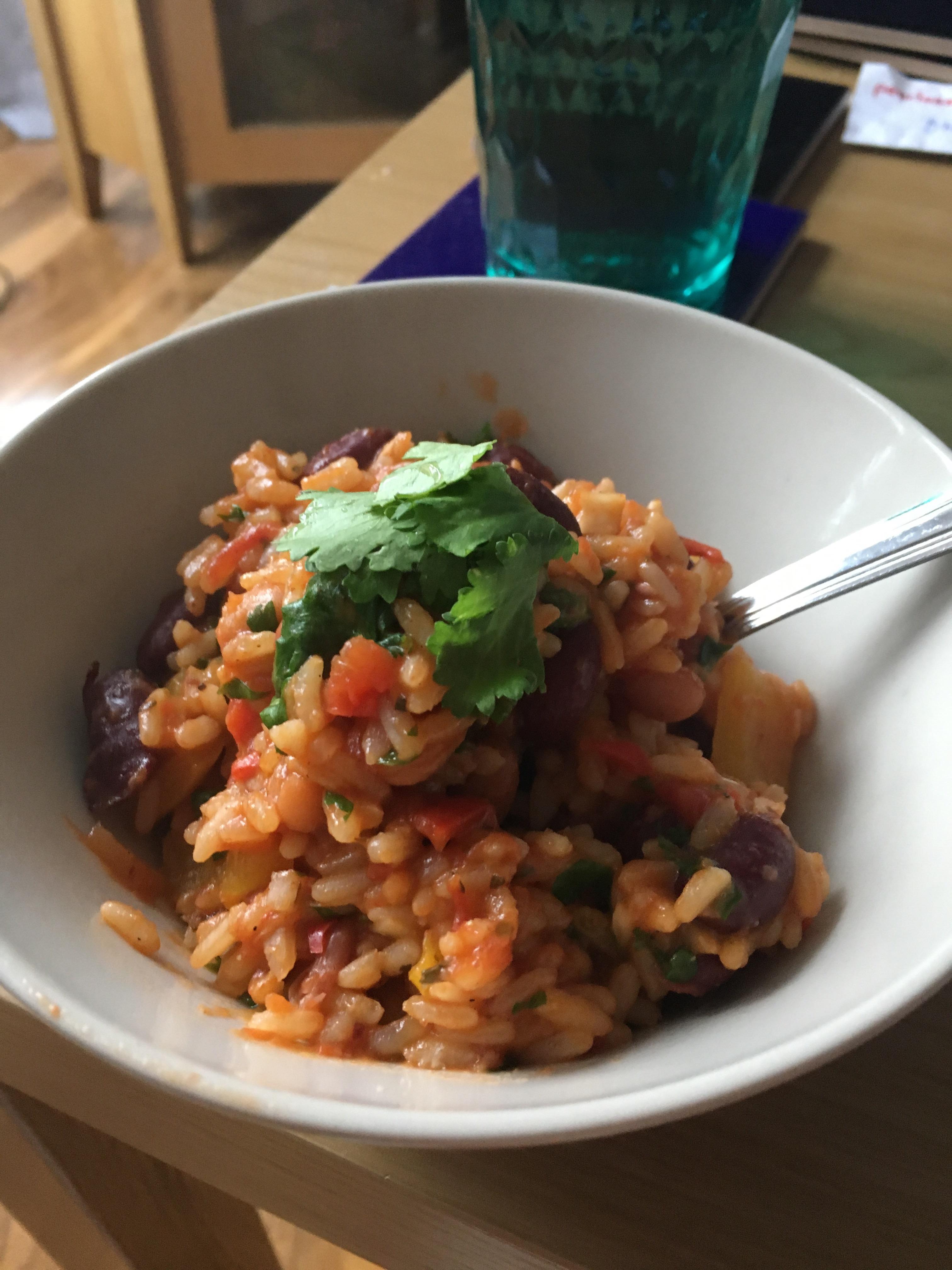 Easy one pot Mexicanstyle rice and beans (approx 93p per portion