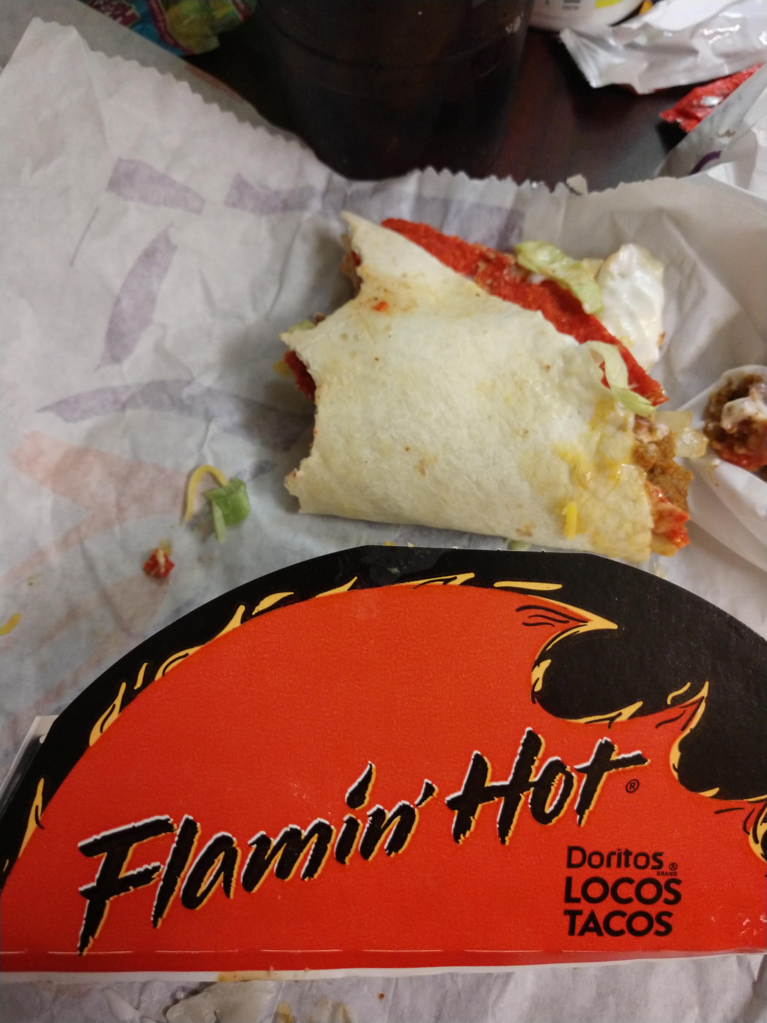 Taco Bell Burrito With Flamin Hot Fritos Burrito Walls
