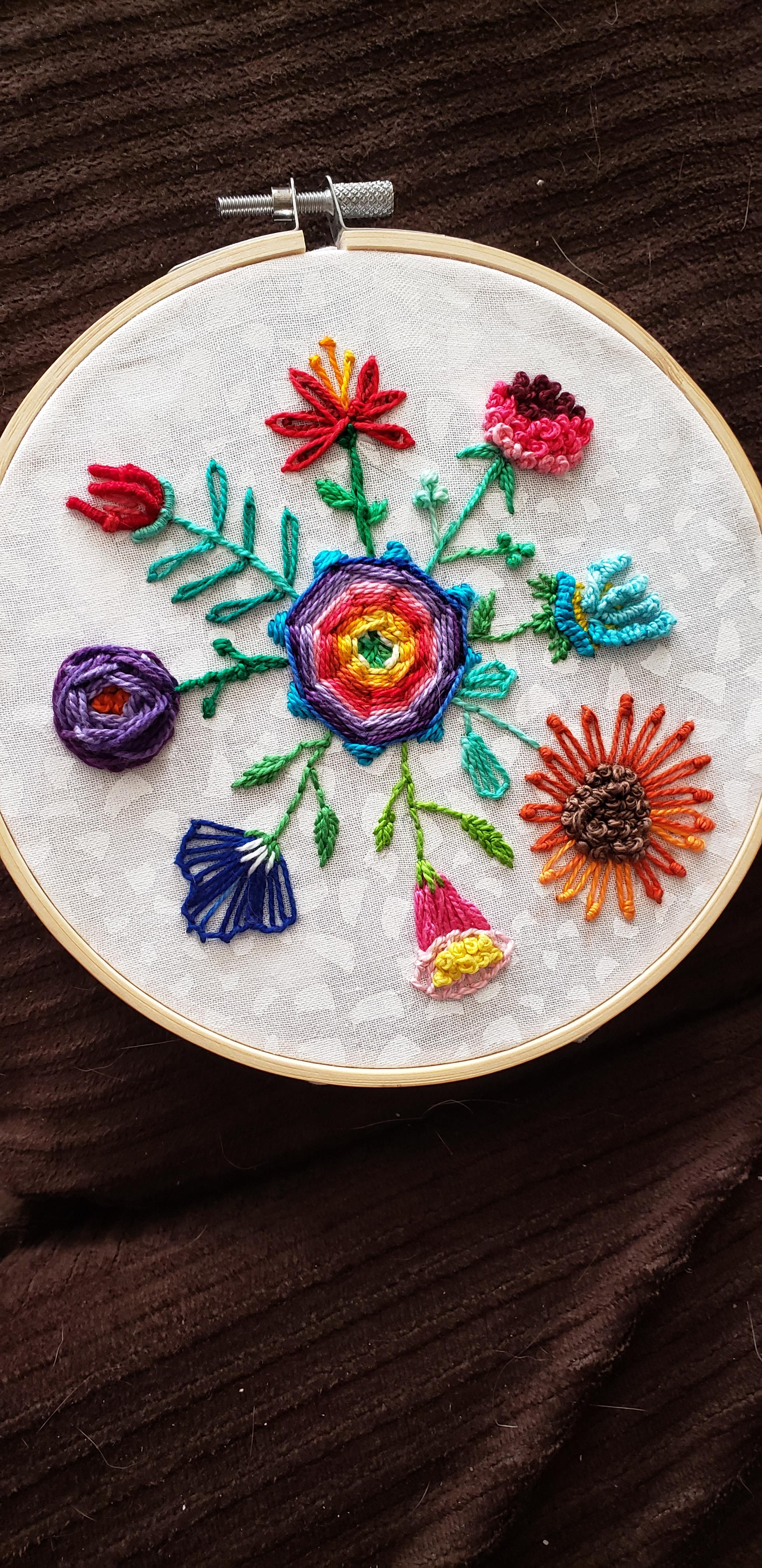 My first piece, I don't have proper floss so I'm using craft string