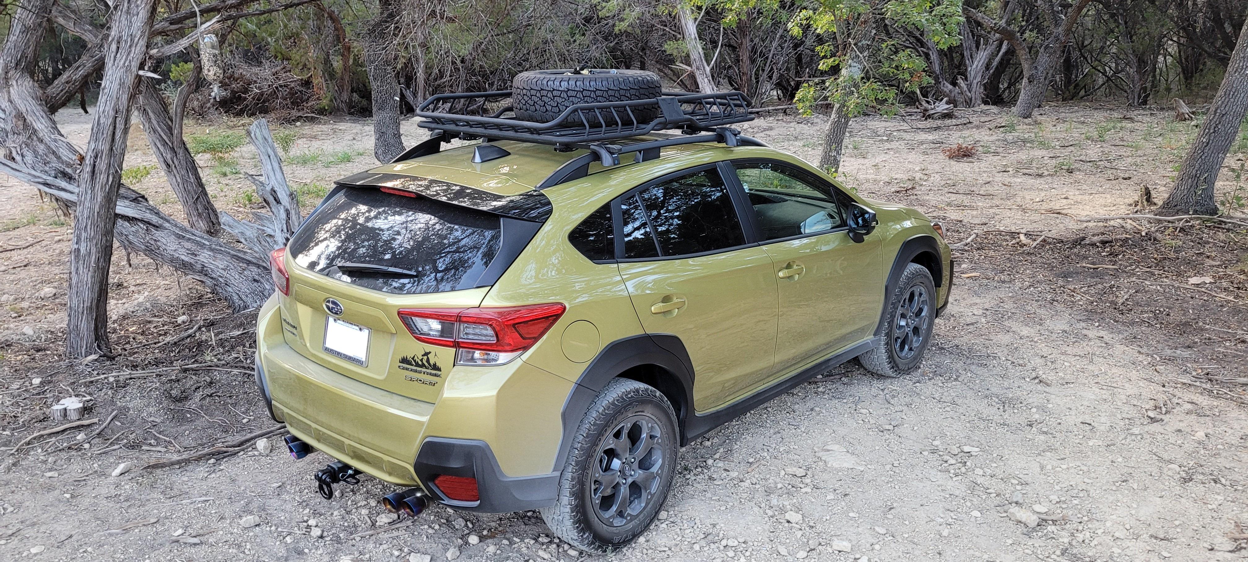 Installed a roof basket and full size spare. r/Crosstrek