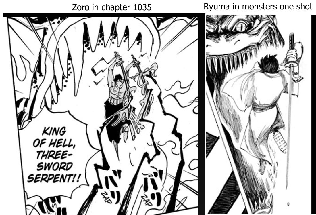 Parallel of Zoro in chapter 1035 and Ryuma in "Monsters" one shot r/OnePiece