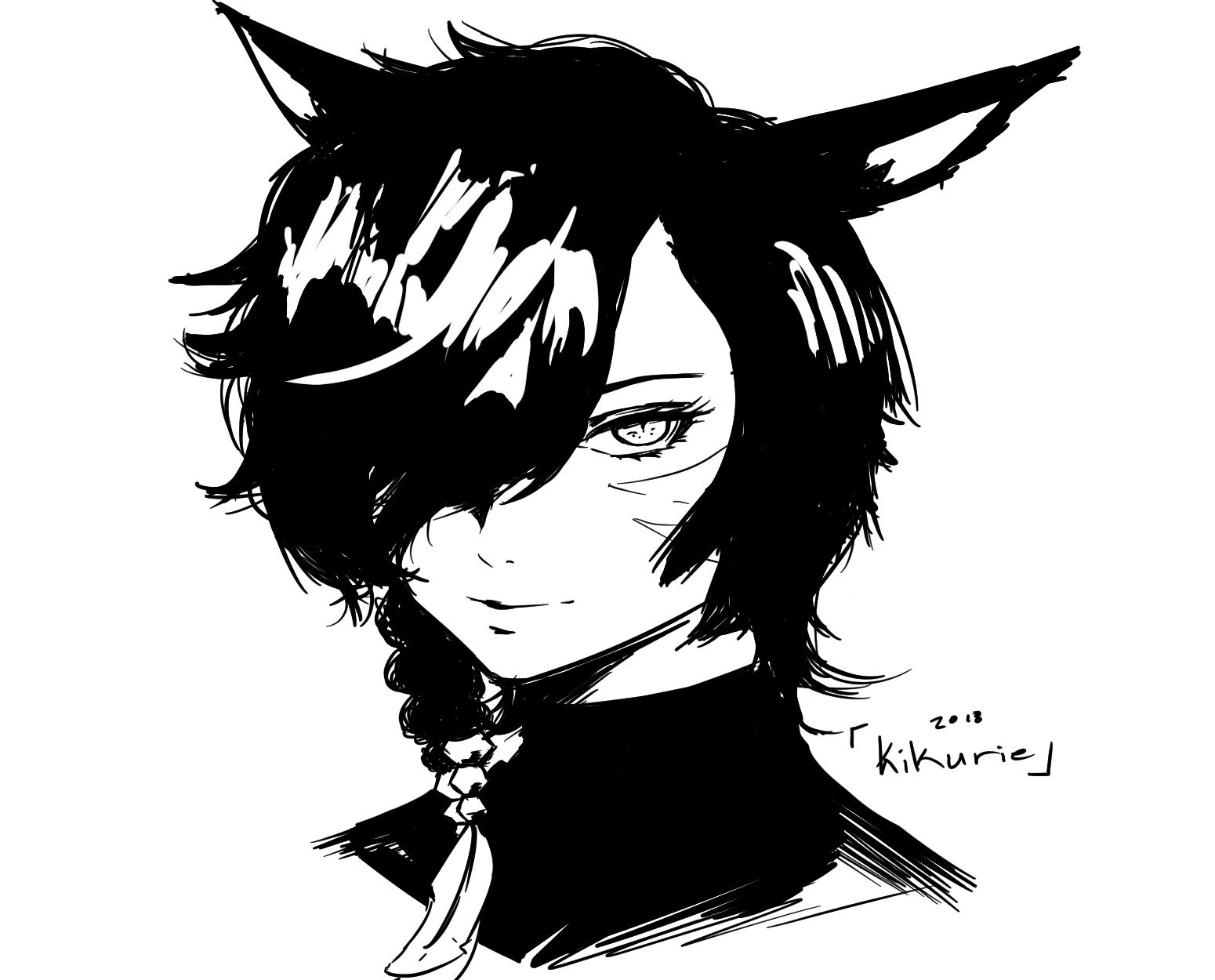 My Drawing of my Mi'qote in Persona 5's Artstyle ffxiv