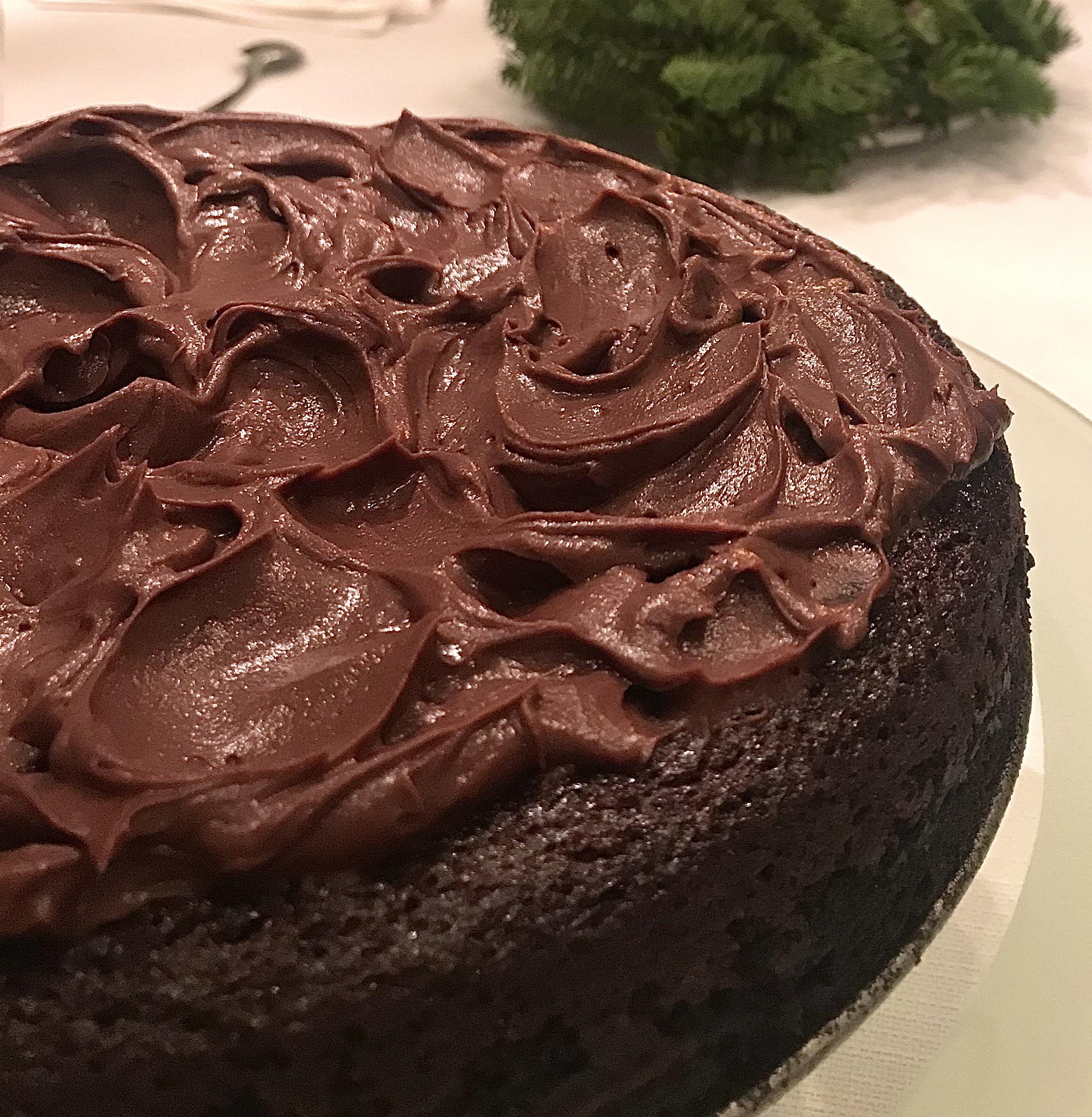 I made a veginzed version of Chris’ chocolate cake. My nonvegan family
