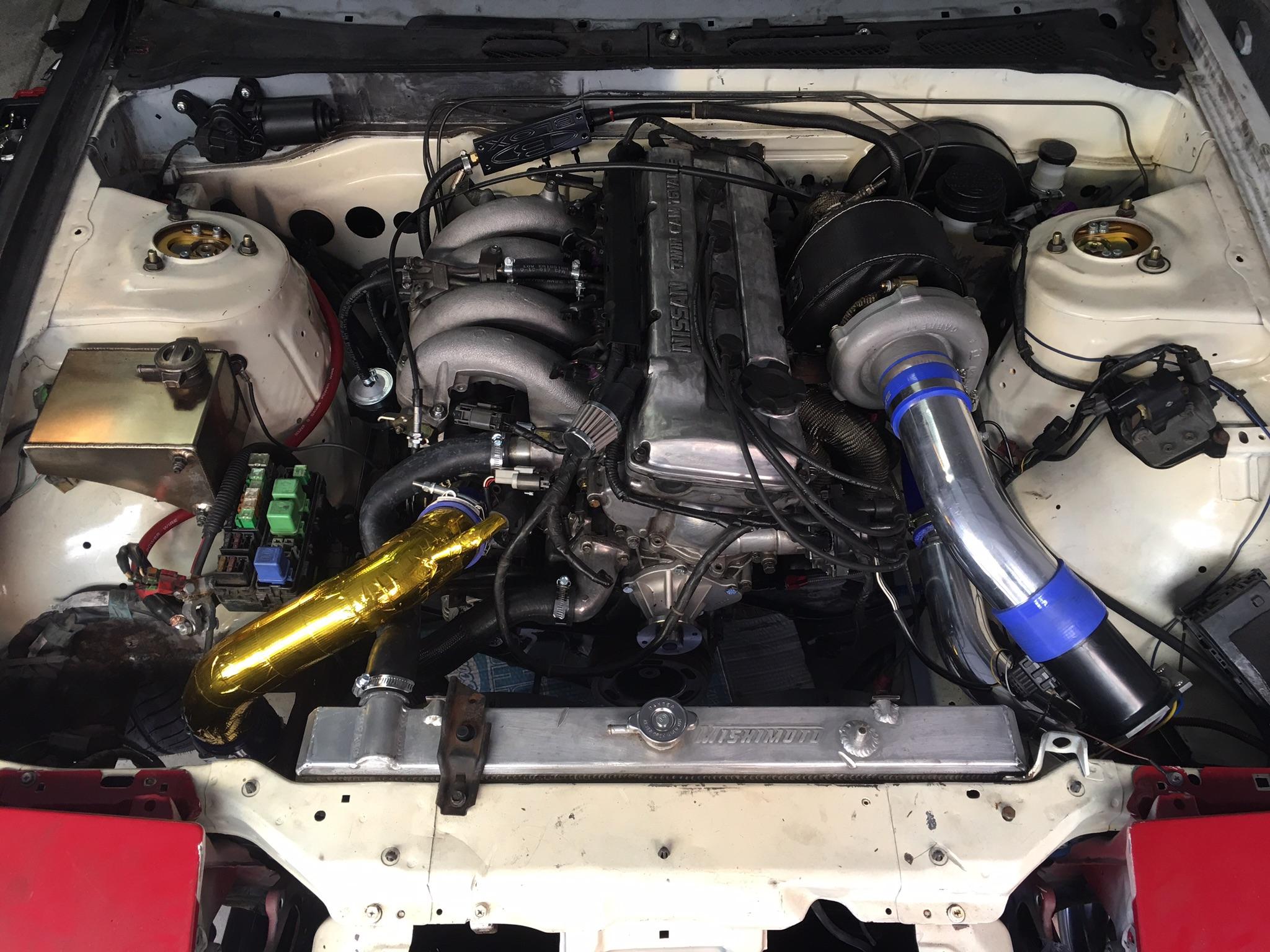 Not the most beautiful engine bay, but she’s almost finished. : r/240sx