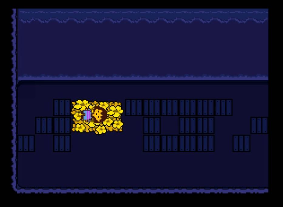 The golden flowers in the throne room grew from where Asriel died, and