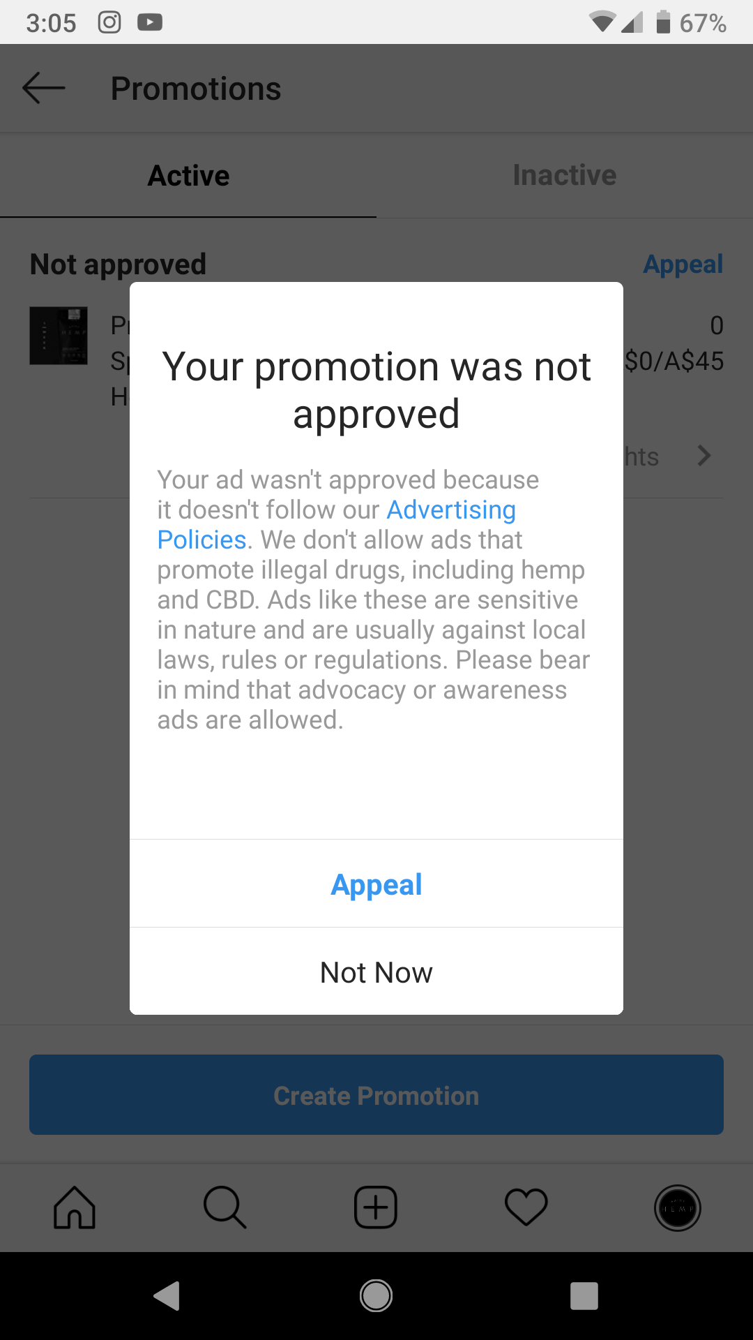 Facebook blocking hemp ads hemp