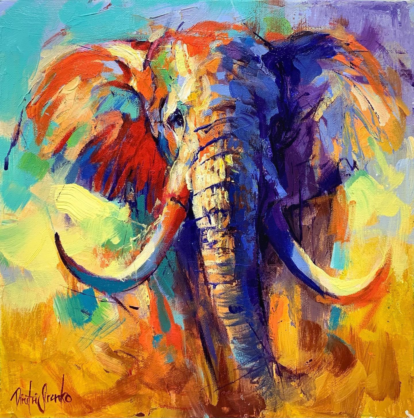 Elephant painting in acrylic on canvas r/pics
