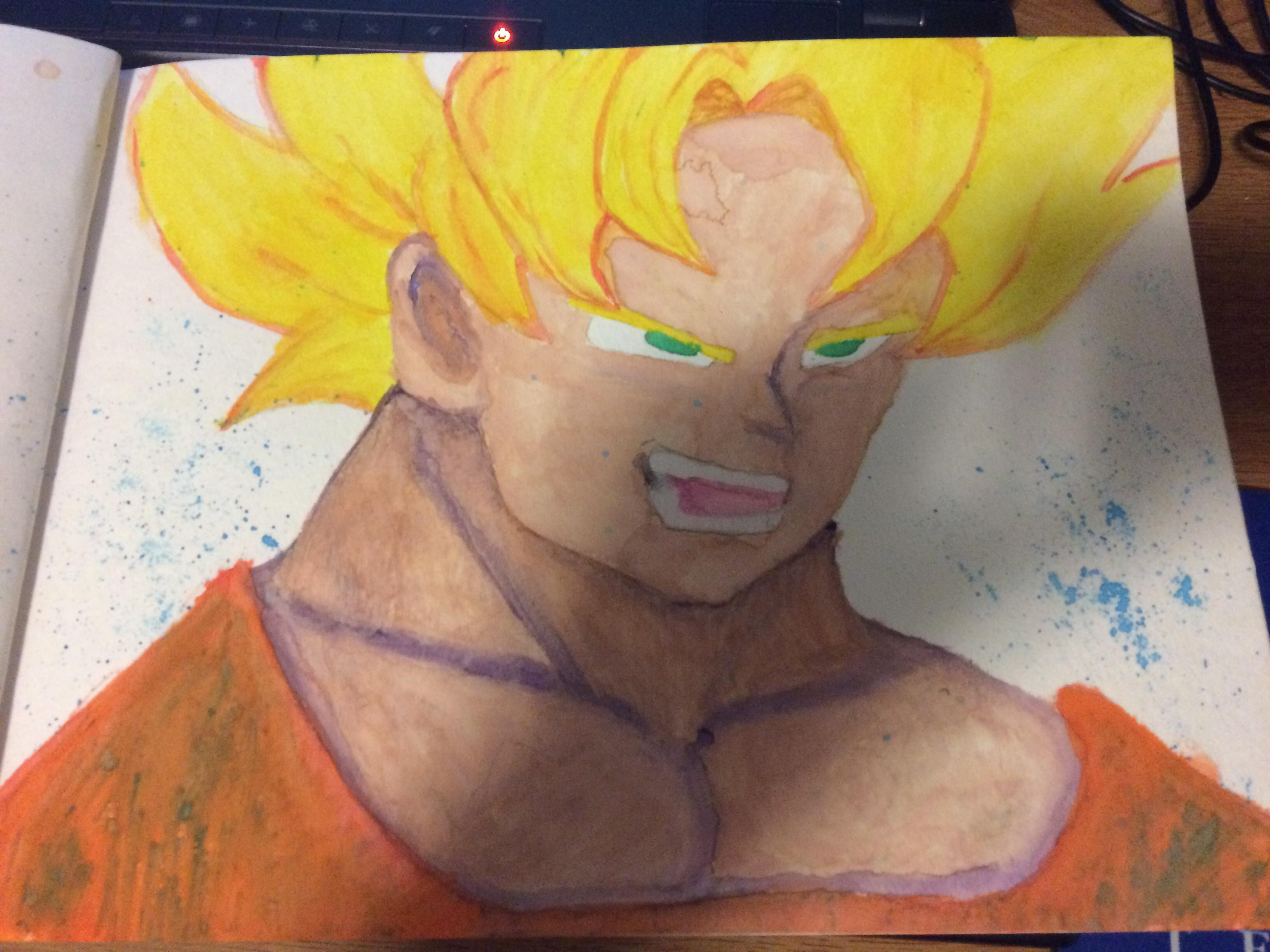 Just Got Into Watercolors And Thought I'd Try Making Goku r/dbz