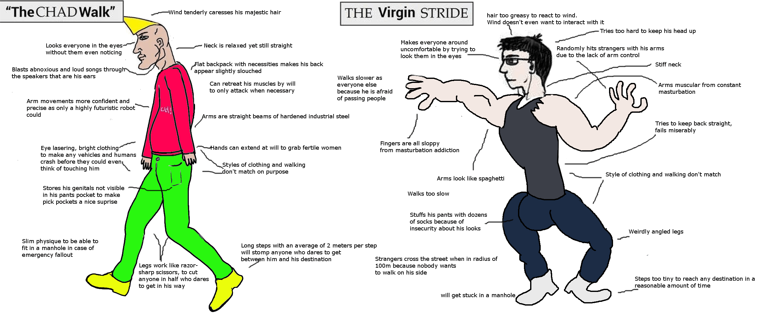 The Chad Walk vs the Virgin Stride r/virginvschad