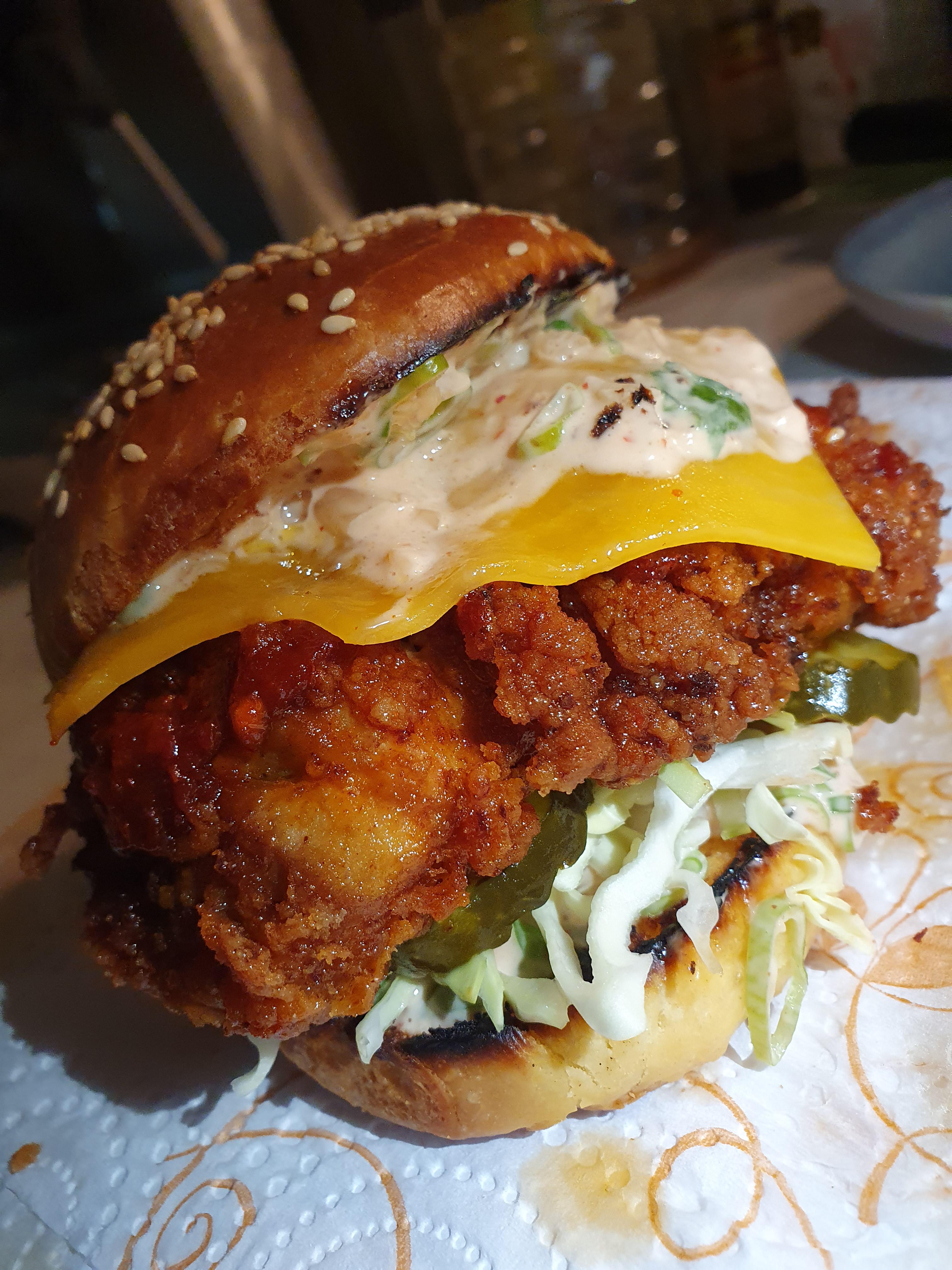 [homemade] Korean Glazed Chicken Burger r/food