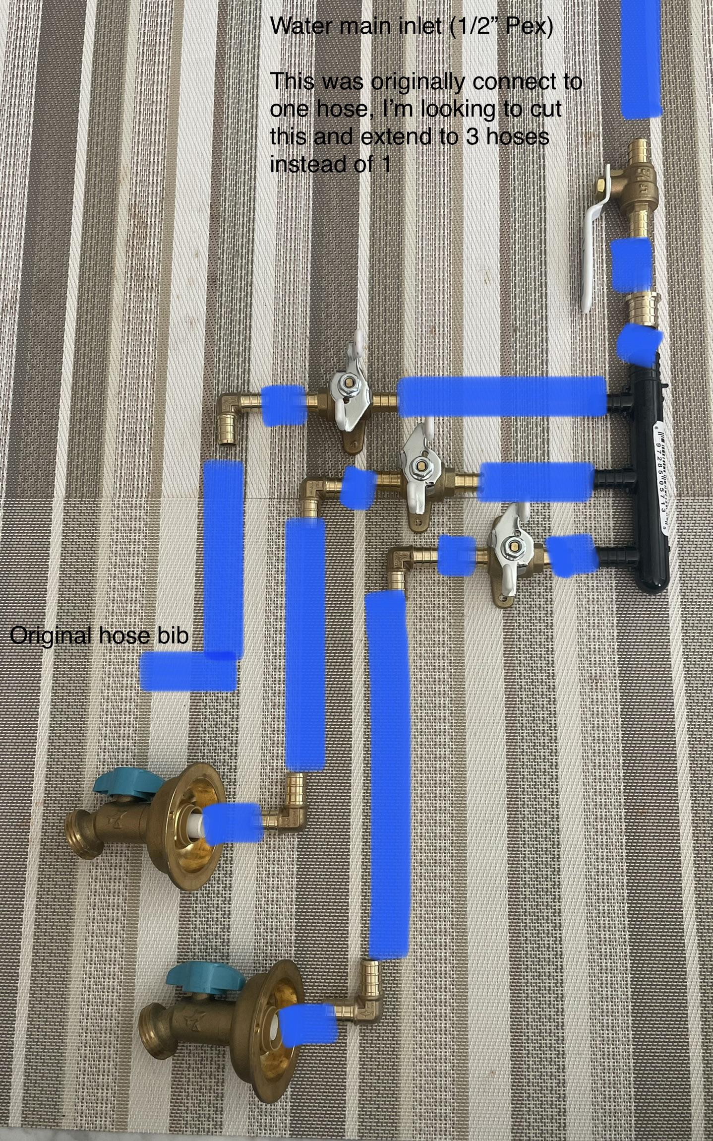 Extending Pex line from 1 hose bib to 3 hose bibs r/Plumbing