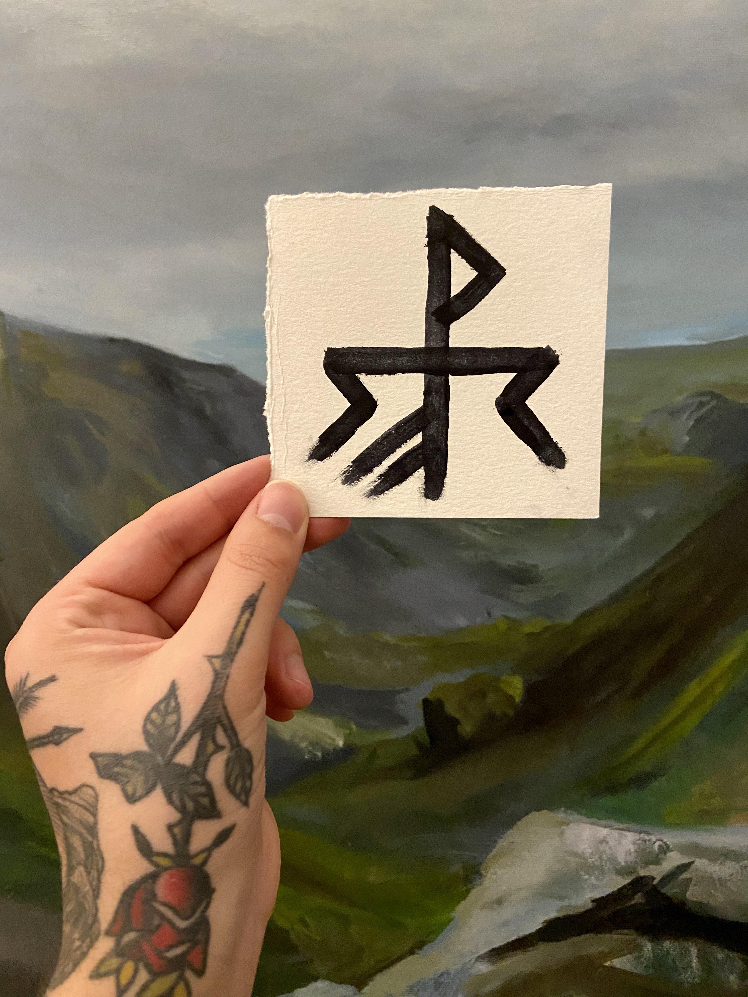 First bindrune I’ve made, combination of Fehu, Perthro and Wunjo. Would