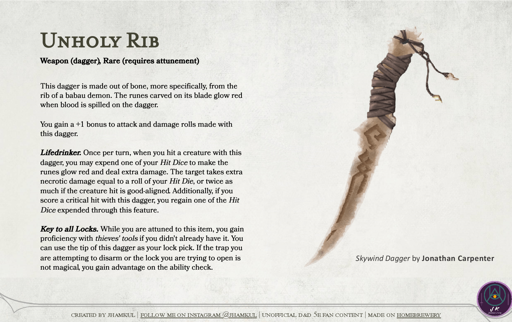 Magic Item Unholy Rib My first entry for Swordtember (prompt