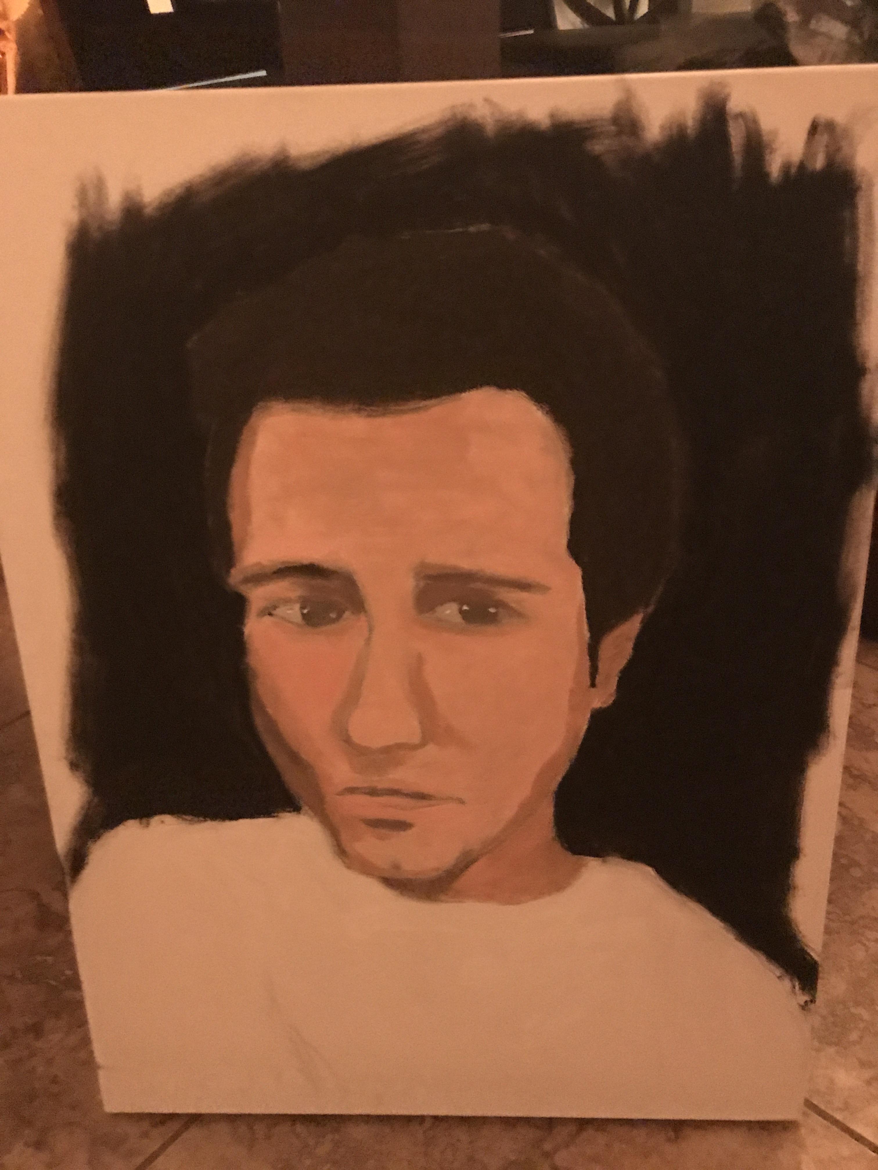 My first try at a portrait. I’m watching the DVD Secrets of Portrait Painting with Cesar Santos