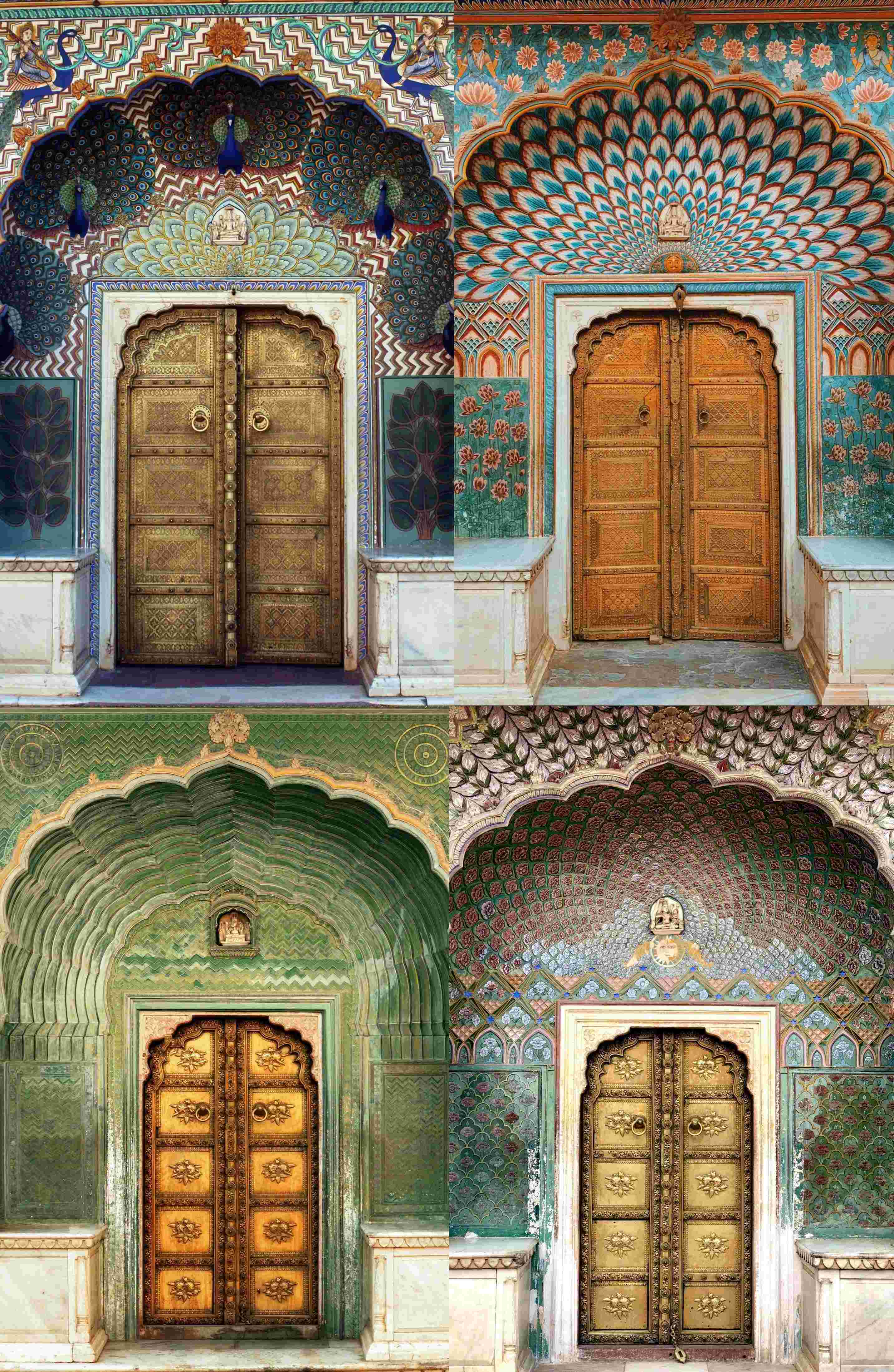 These 4 beautiful doors in a courtyard of Jaipur City palace represent