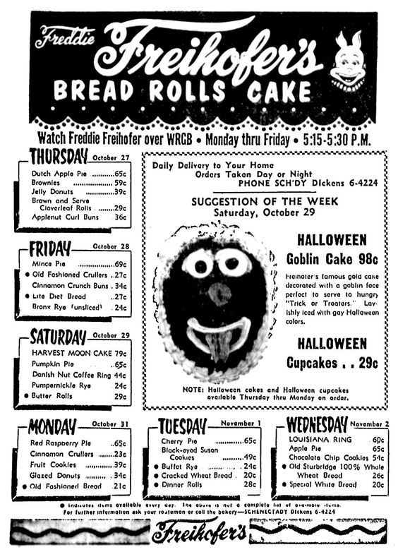 Freihofer's Bakery in Schenectady, NY October 1955 r/VintageMenus
