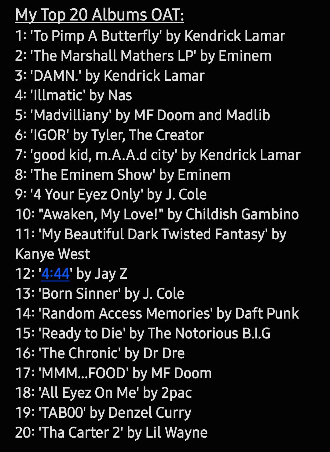 These are my top 20 albums of all time. This is just my opinion pls don