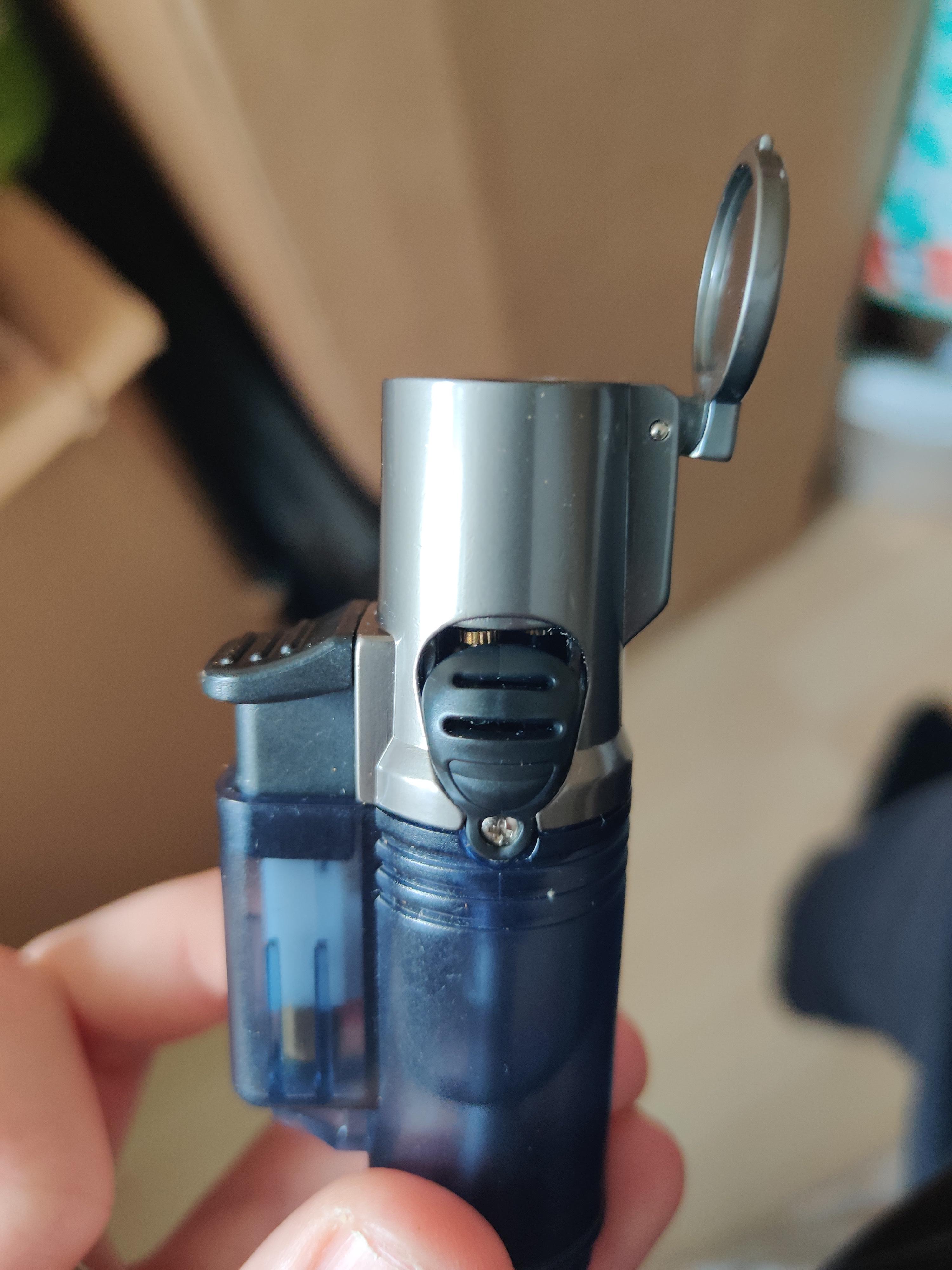 Why put a plastic grate on a torch lighter? Relatively expensive one aswell. Melted after a
