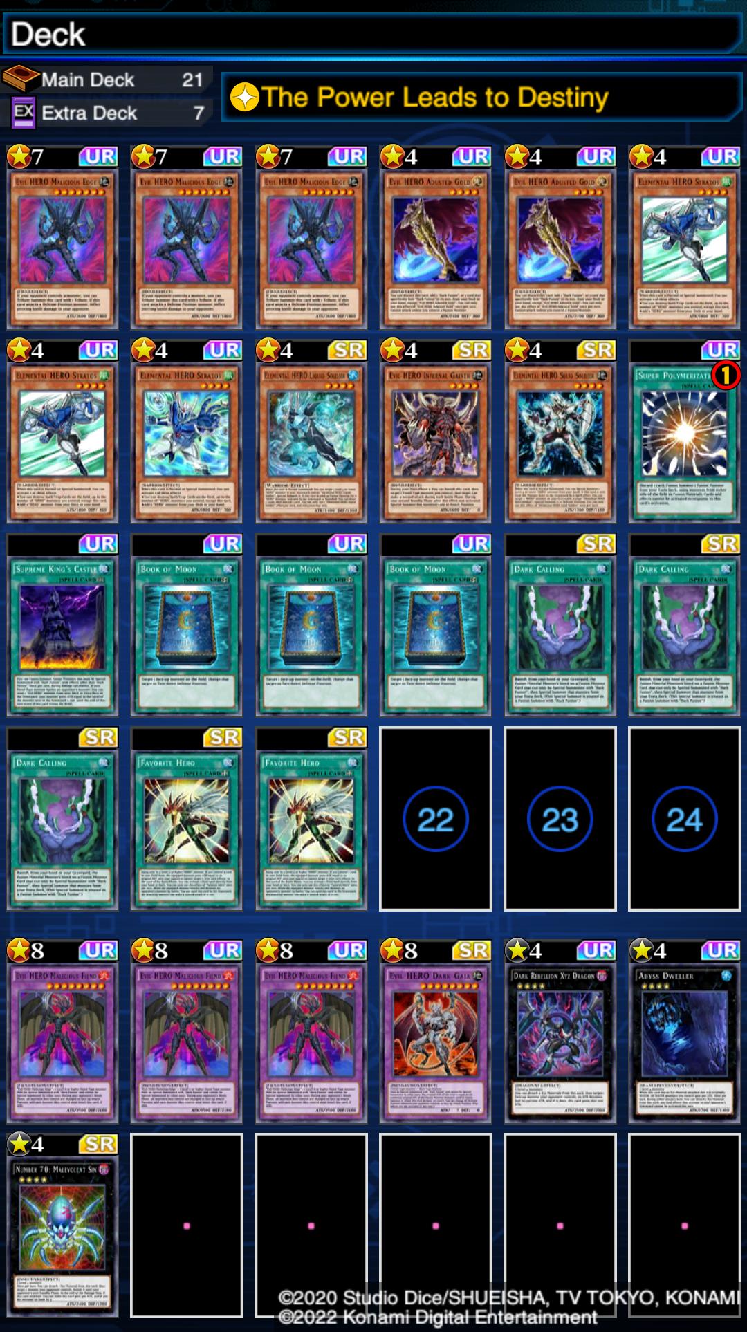 My 20 game Win streak Evil Hero deck list r/DuelLinks