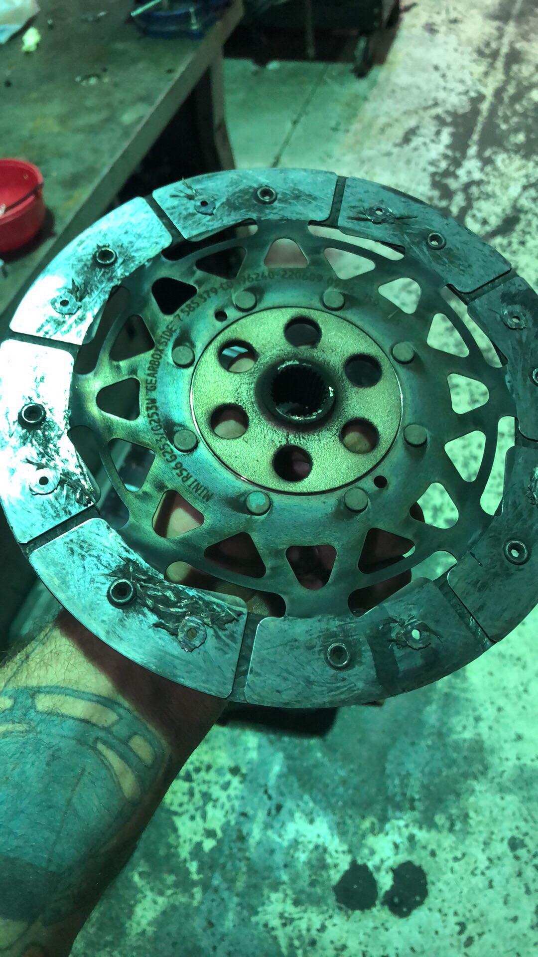 Bought a Mini Cooper that had a bad clutch... this is what I saw when