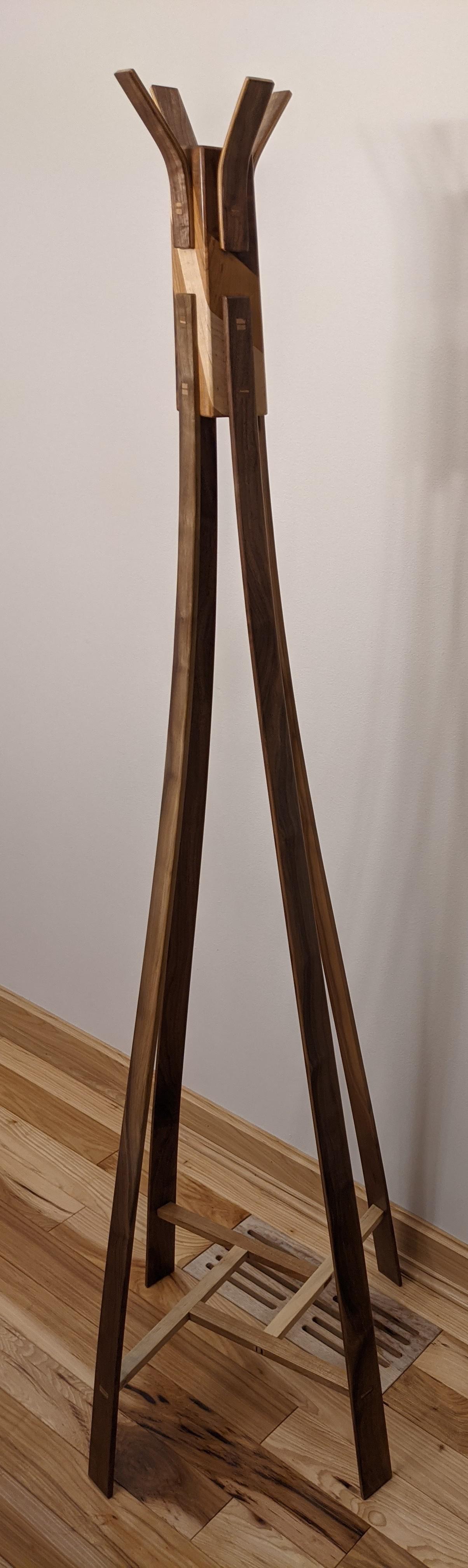 Needed a coat tree... Walnut, maple and cherry. r/woodworking